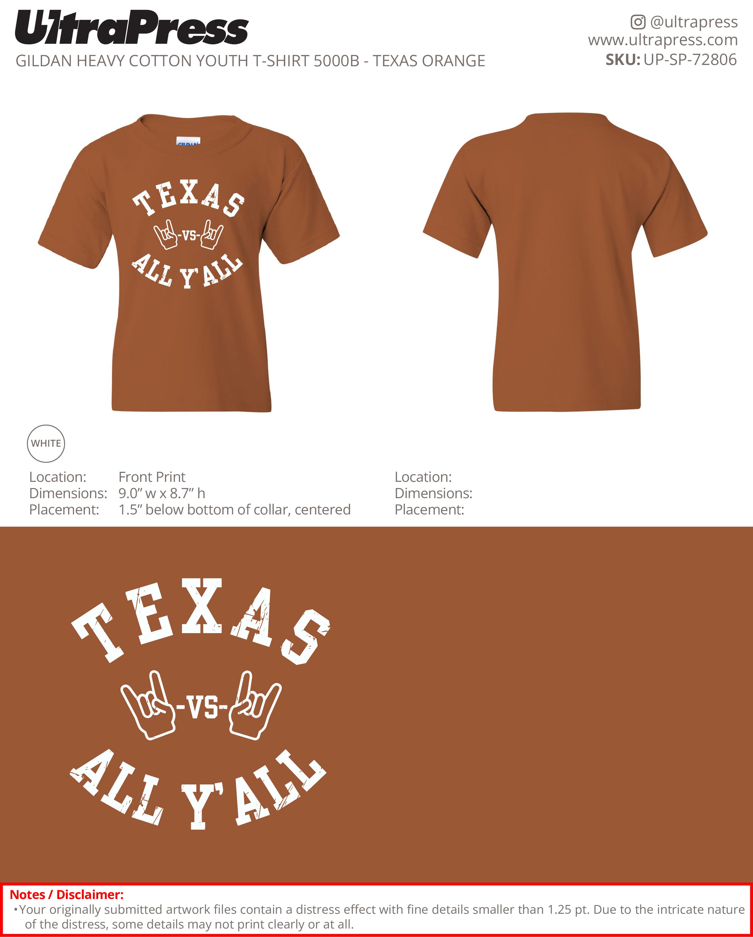 UP-SP-72806 Texas vs. All Y'all - Irene Carter (YOUTH) 100 Min Qty (Bulk)