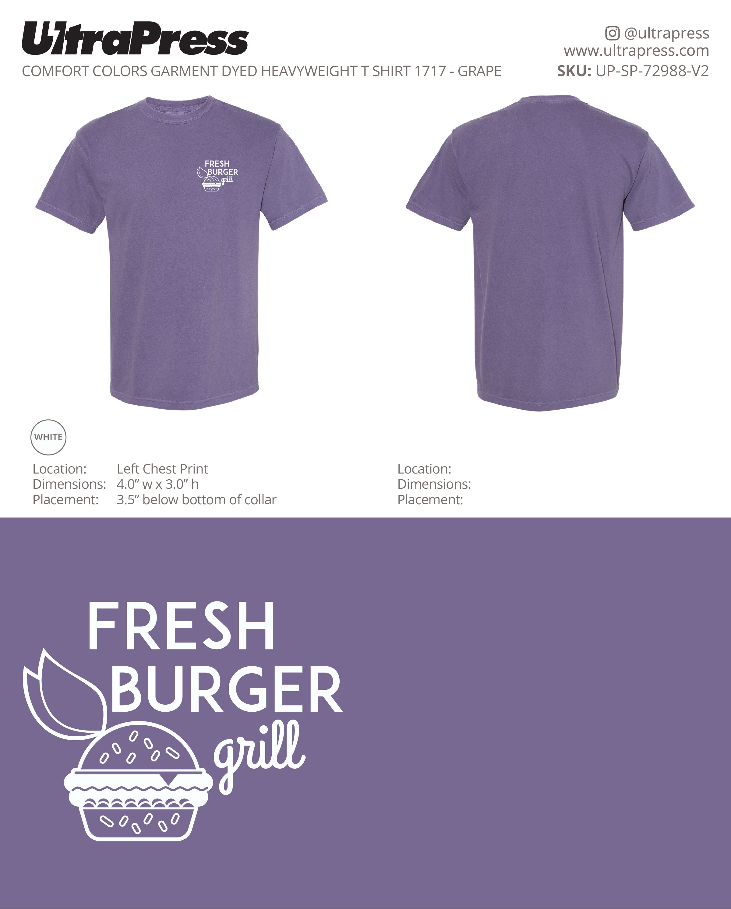 UP-SP-72988 Fresh Burger Grill Adult Shirts - Tanya 100 Min Qty (Bulk)