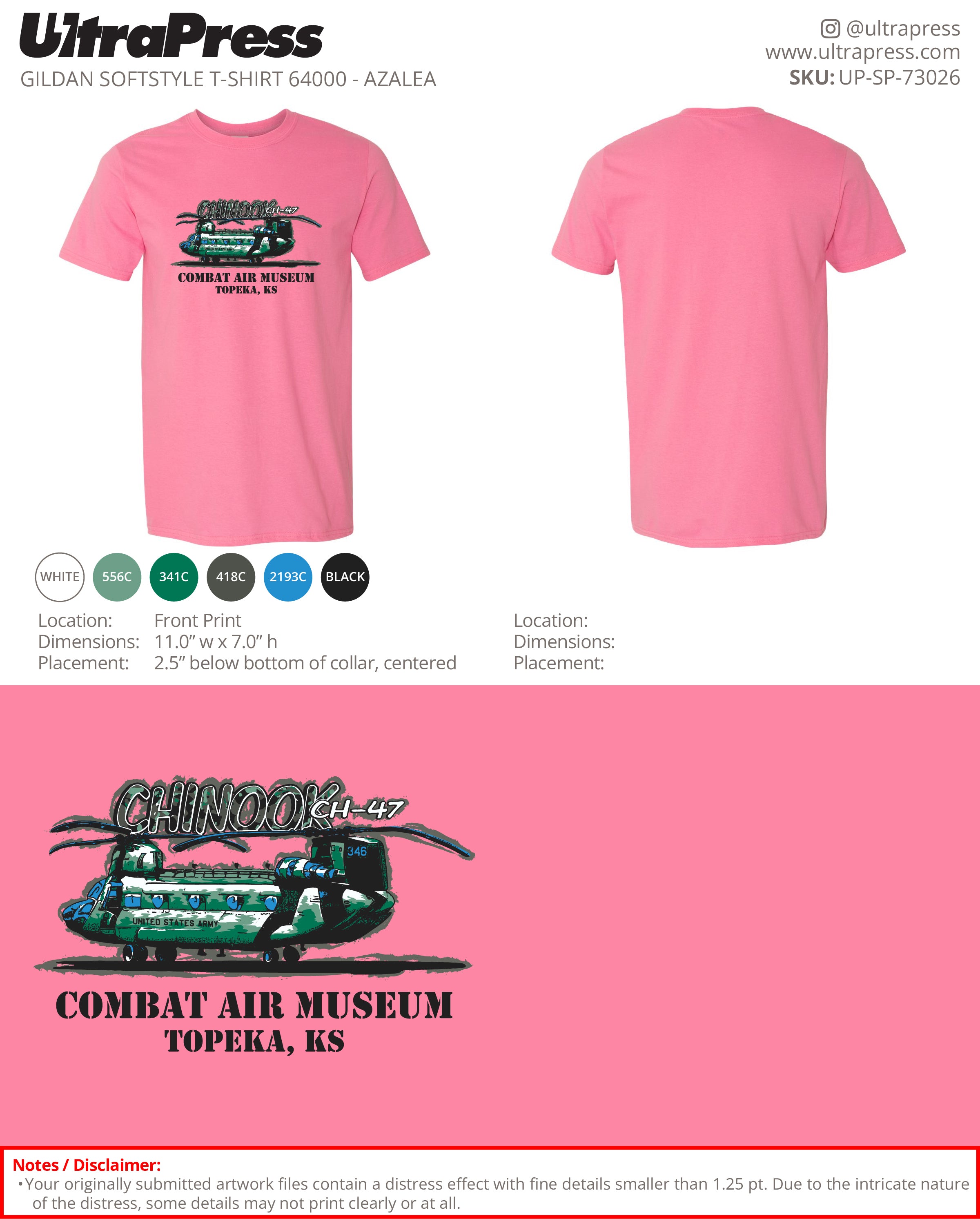 UP-SP-73026 Combat Air Museum Chinook Helicopter - Gene Howerter 100 Min Qty (Bulk)