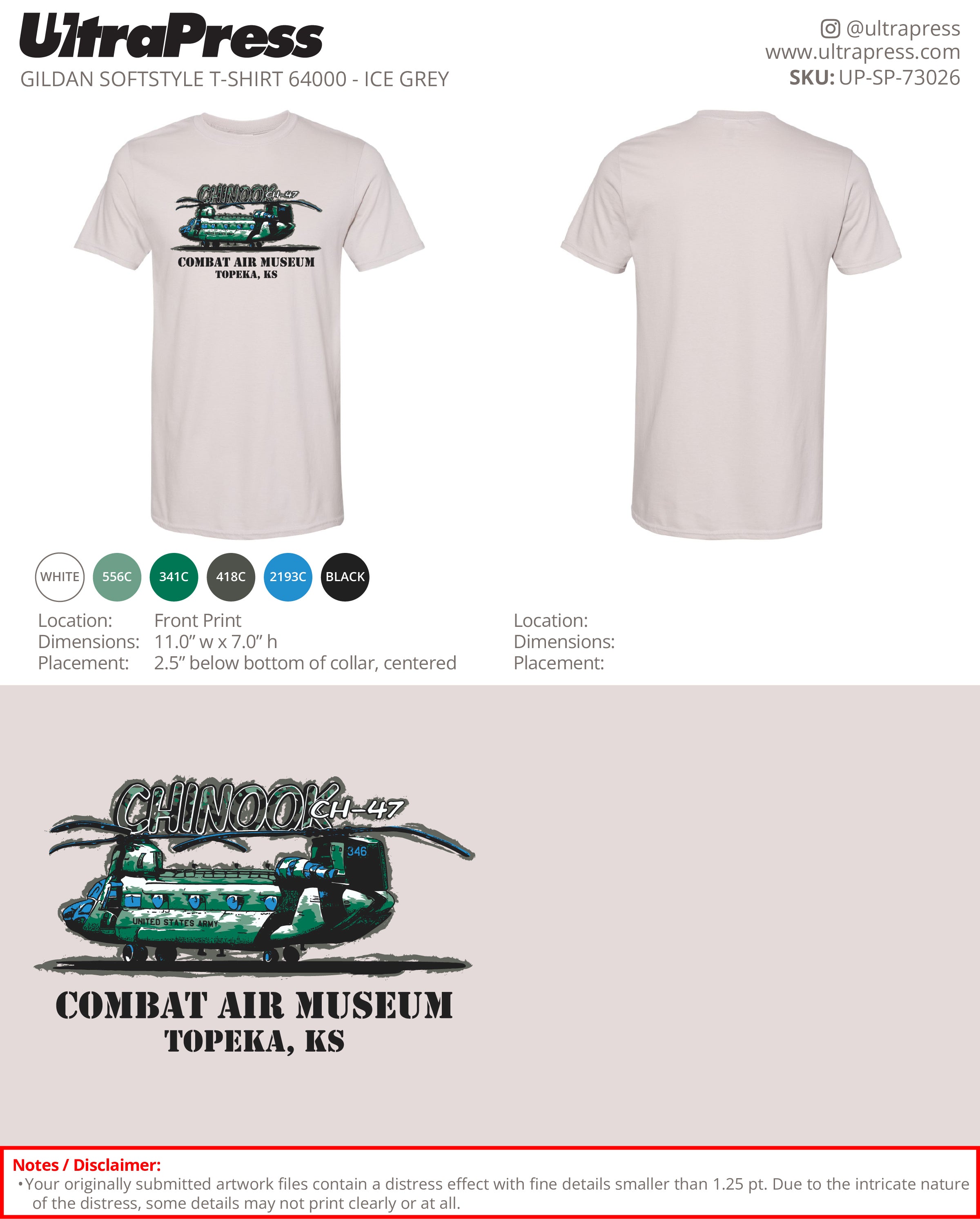 UP-SP-73026 Combat Air Museum Chinook Helicopter - Gene Howerter 100 Min Qty (Bulk)