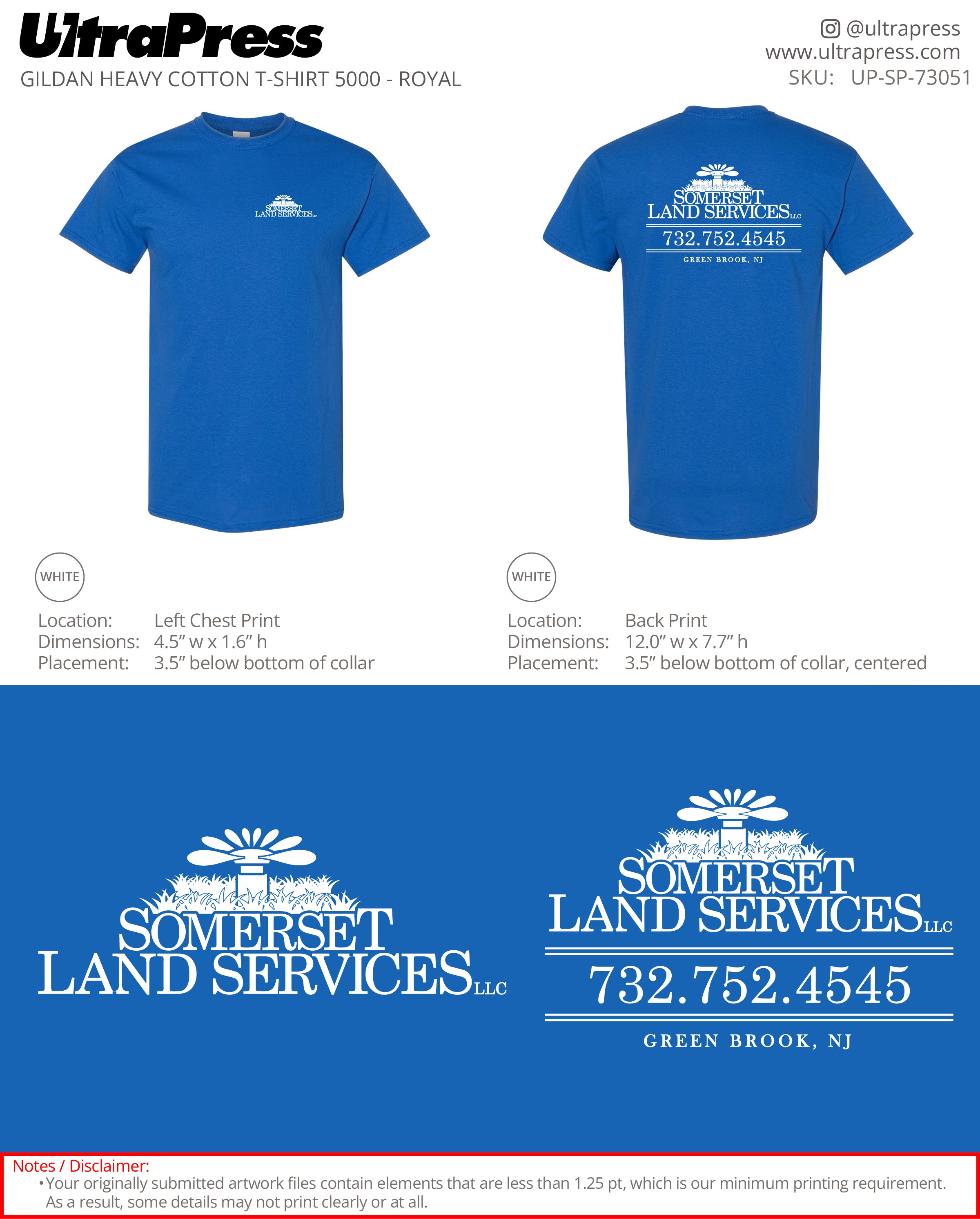 UP-SP-73051 Somerset Land Services (WHITE INK) - Joseph Giardina 48 Min Qty (Bulk)