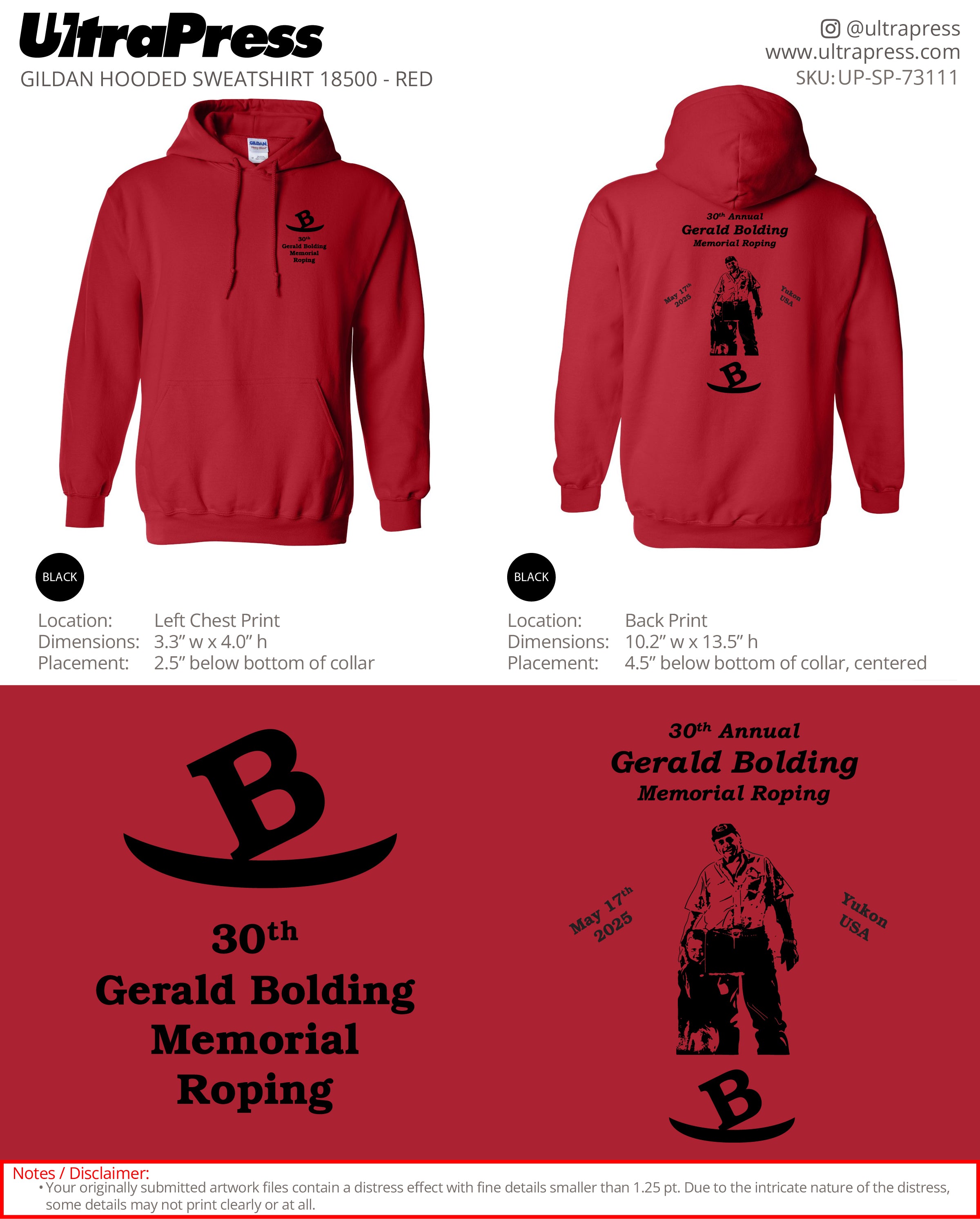 UP-SP-73111 30th Gerald Bolding Memorial Roping - JC Barr 100 Min Qty (Bulk)