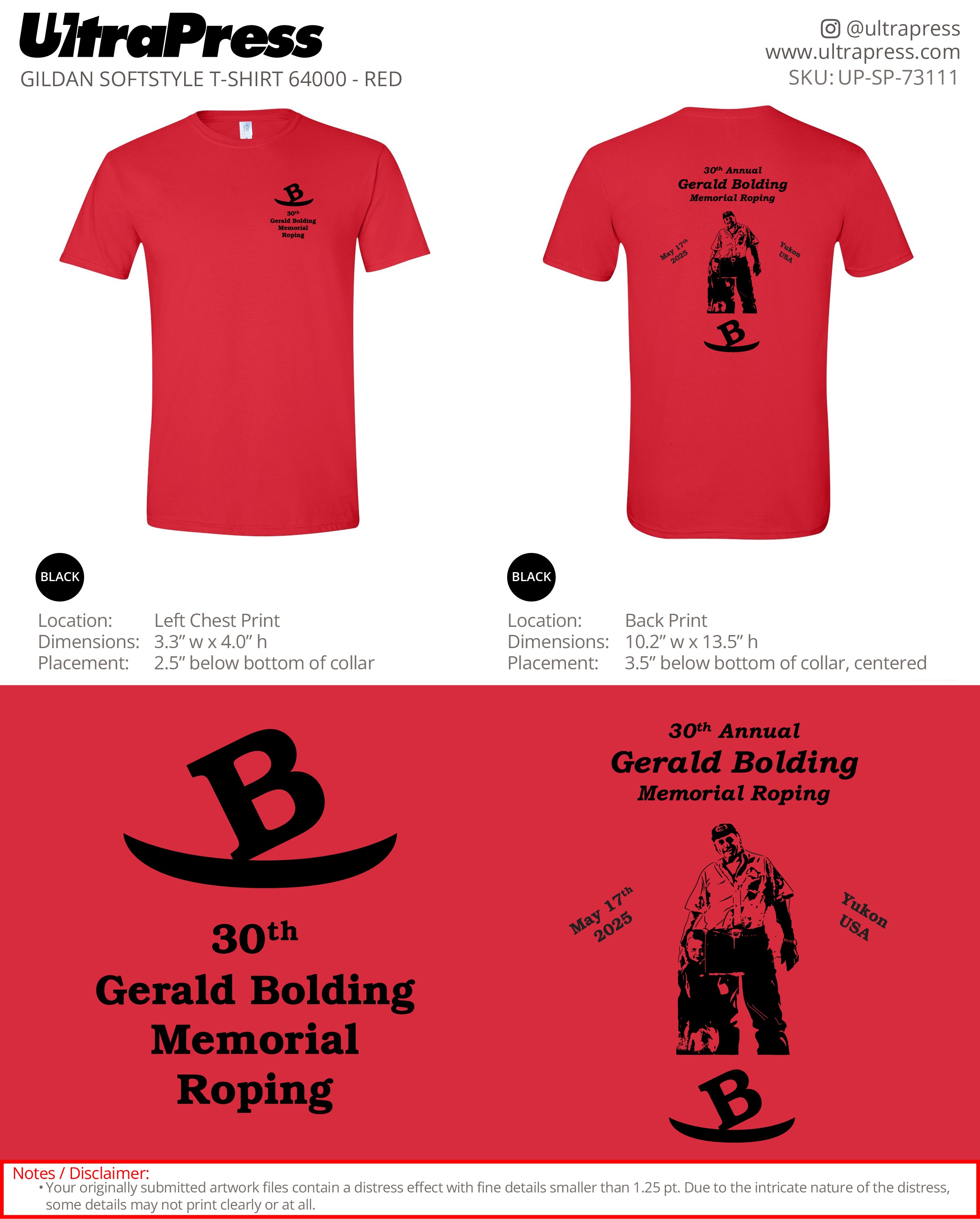 UP-SP-73111 30th Gerald Bolding Memorial Roping - JC Barr 100 Min Qty (Bulk)