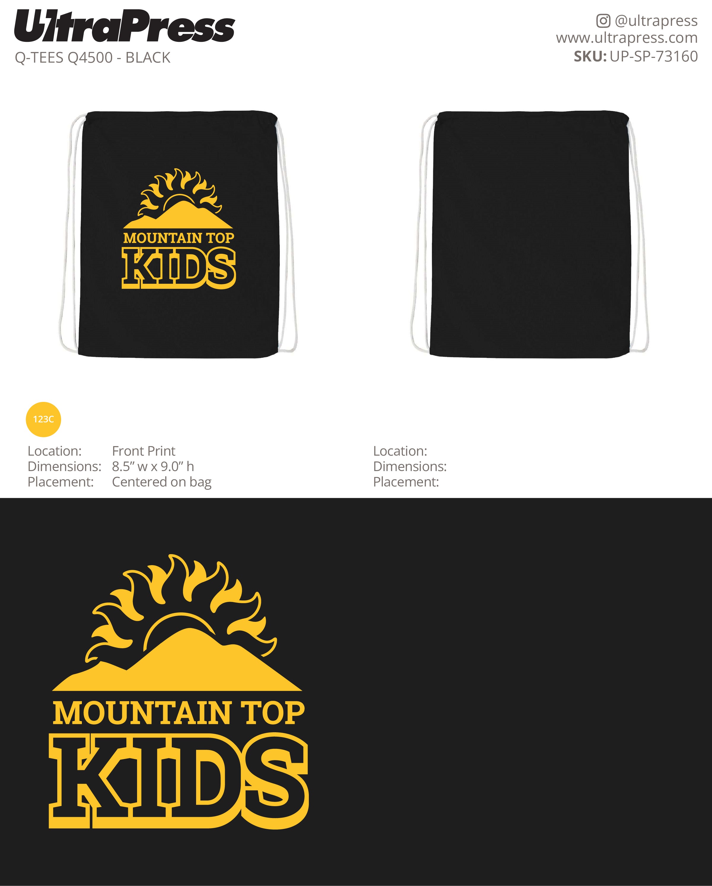 UP-SP-73160 Mountain Top Cotton Bag - Victoria Kochanski 100 Min Qty (Bulk)