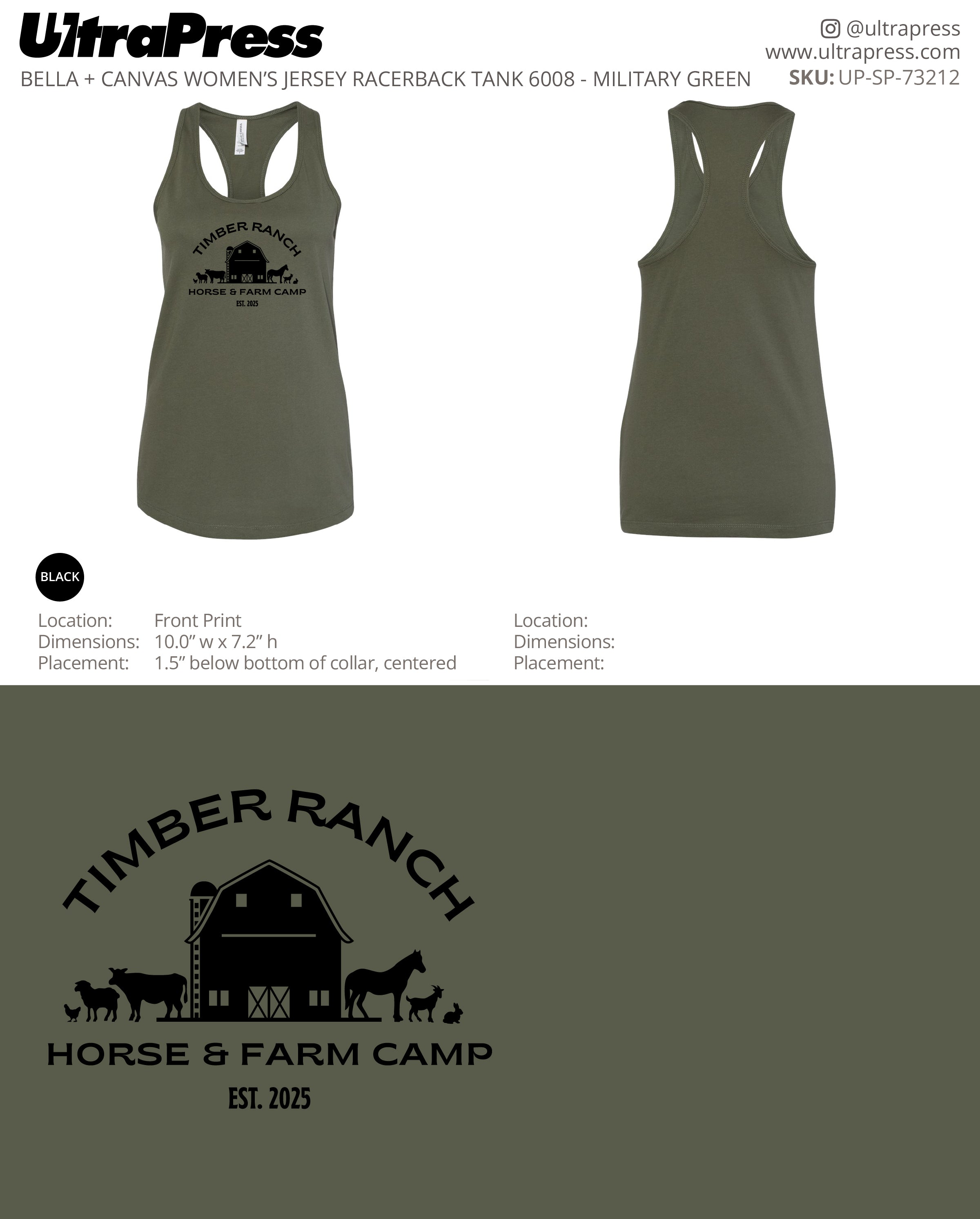 UP-SP-73212 Timber Ranch BC6008 Racerback Tanks - Tabitha Manikowski - 48 Min Qty Bulk
