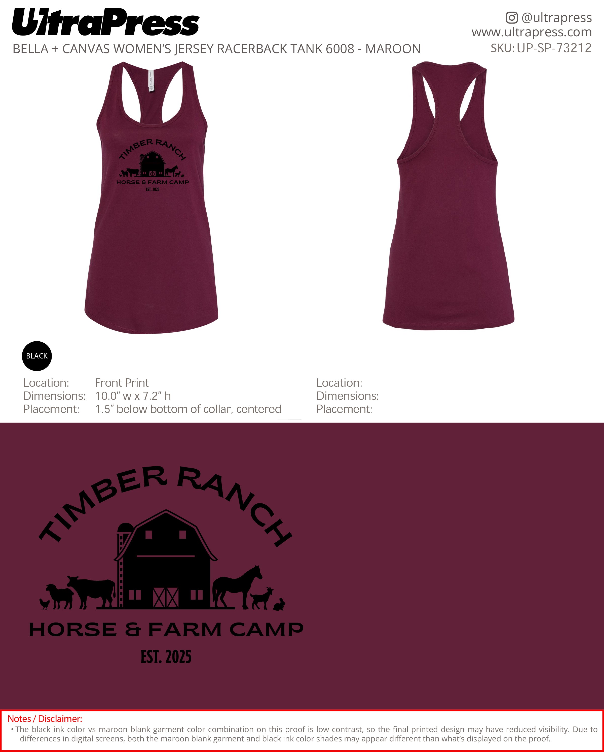 UP-SP-73212 Timber Ranch BC6008 Racerback Tanks - Tabitha Manikowski - 48 Min Qty Bulk