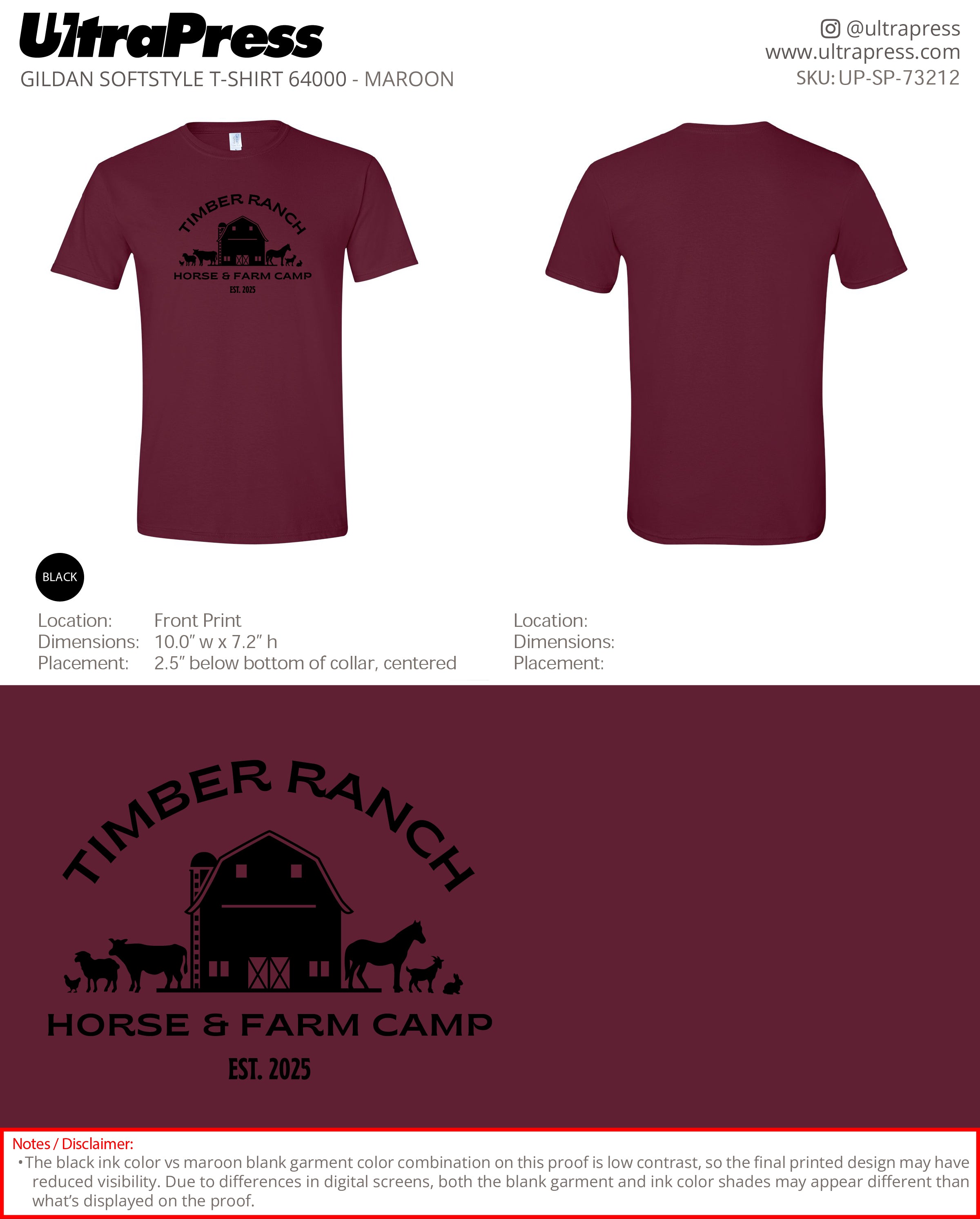 UP-SP-73212 Timber Ranch Adult G64000 Tees - Tabitha Manikowski - 100 Min Qty Bulk Package Deal