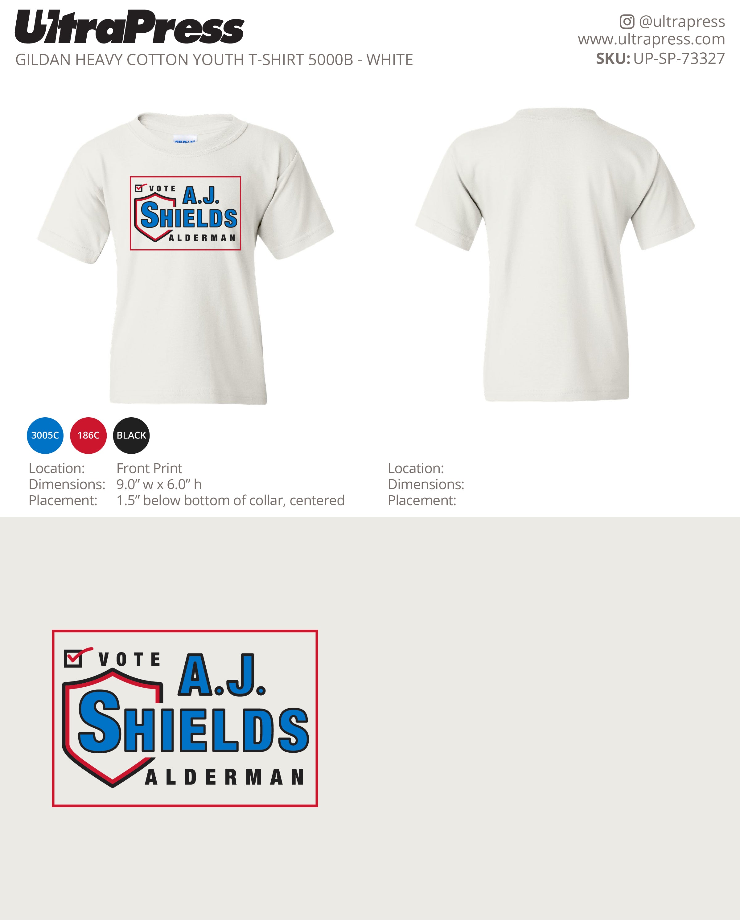 UP-SP-73327 Vote A.J. Shields Alderman YOUTH - Katie Shields 100 Pieces Package (Bulk)