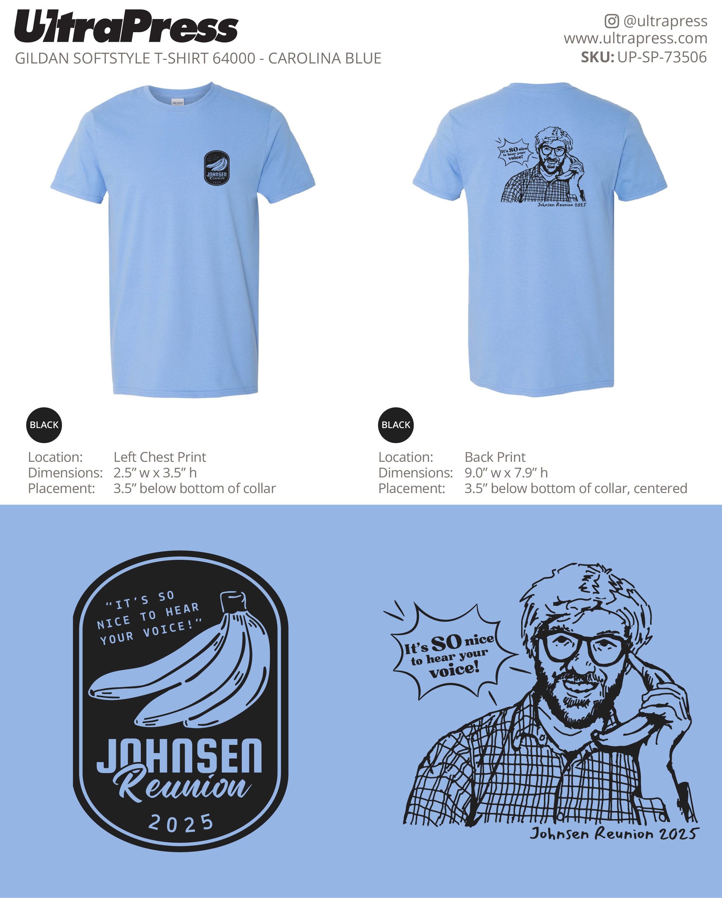 UP-SP-73506 Johnsen Reunion 2025 TShirts - Clayton Johnsen 100 Pieces Package (Bulk)