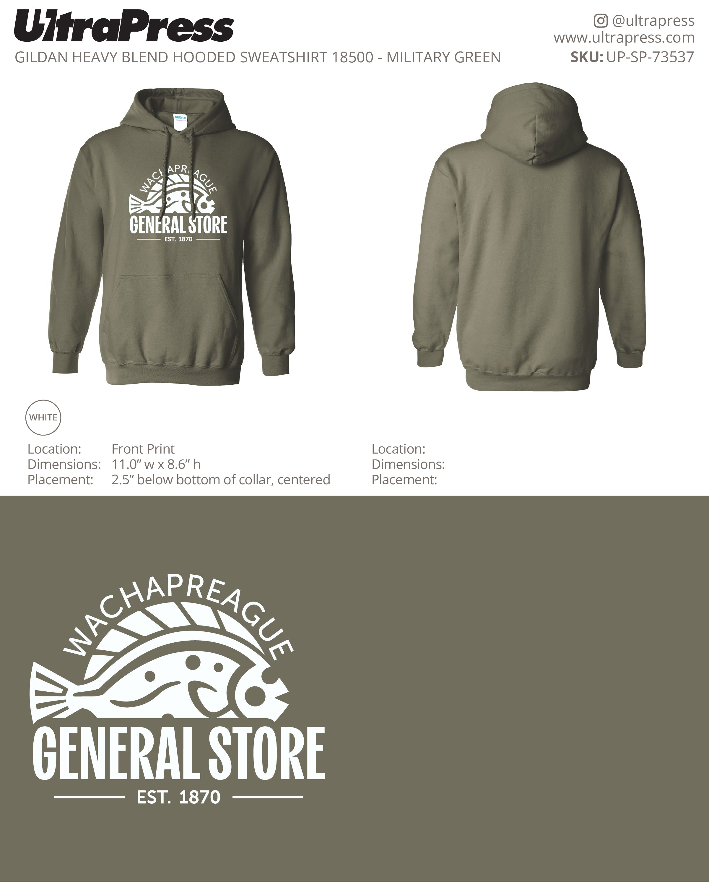 UP-SP-73537 Wachapreague General Store Hoodies - Tracey Chareas 50 Min Qty (Bulk)