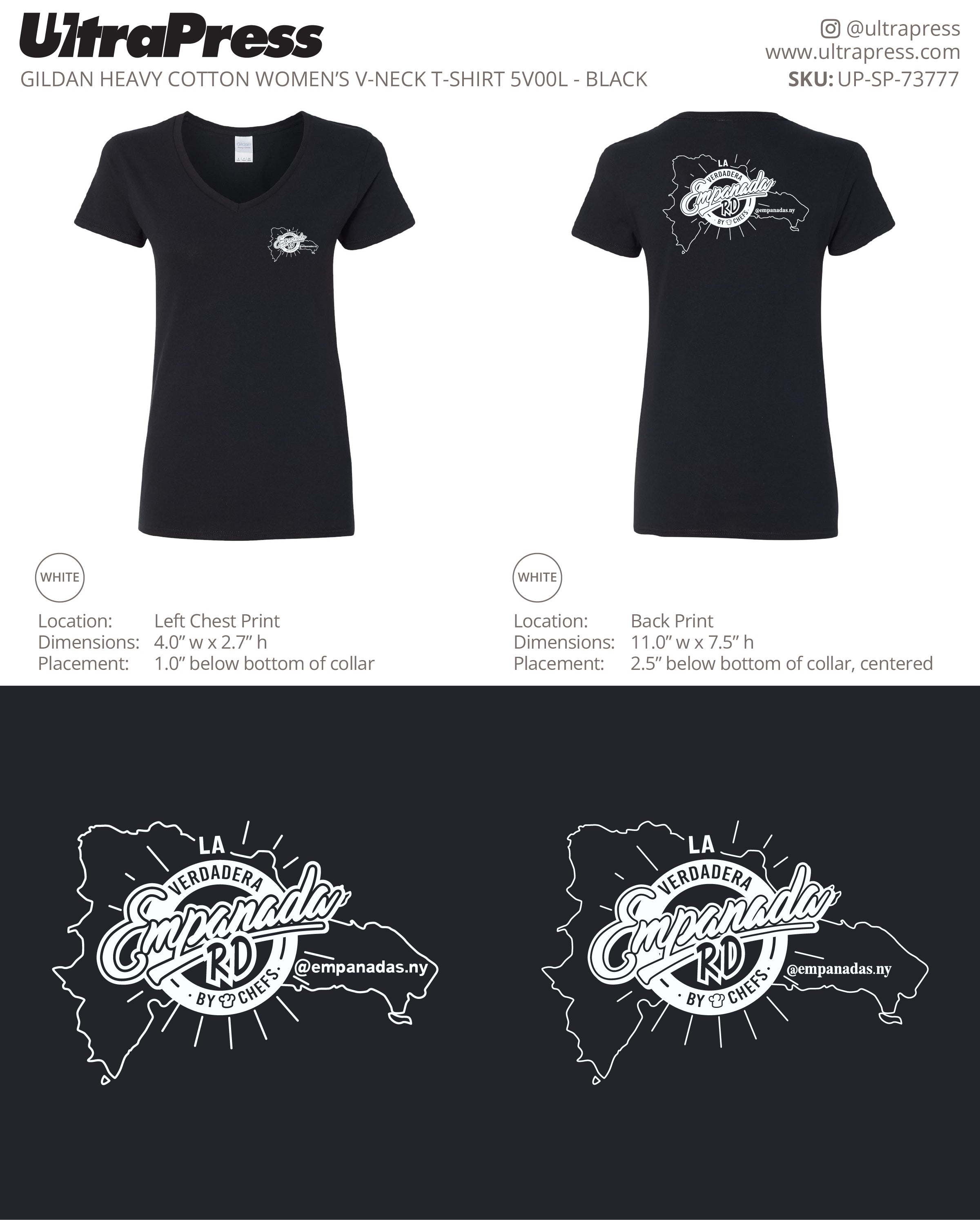 UP-SP-73777 Empanada RD Women's VNeck TShirt - Henry Jimenez 48 Min Qty (Bulk)