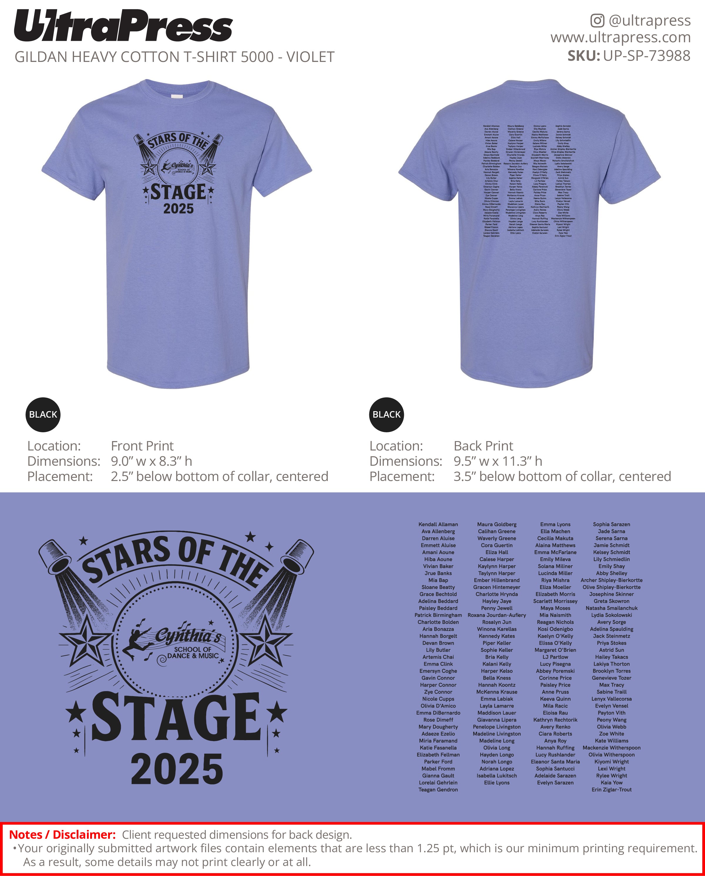 UP-SP-73988 Star Of The Stage 2025 - Cindy Zurchin 100 Min Qty (Bulk)