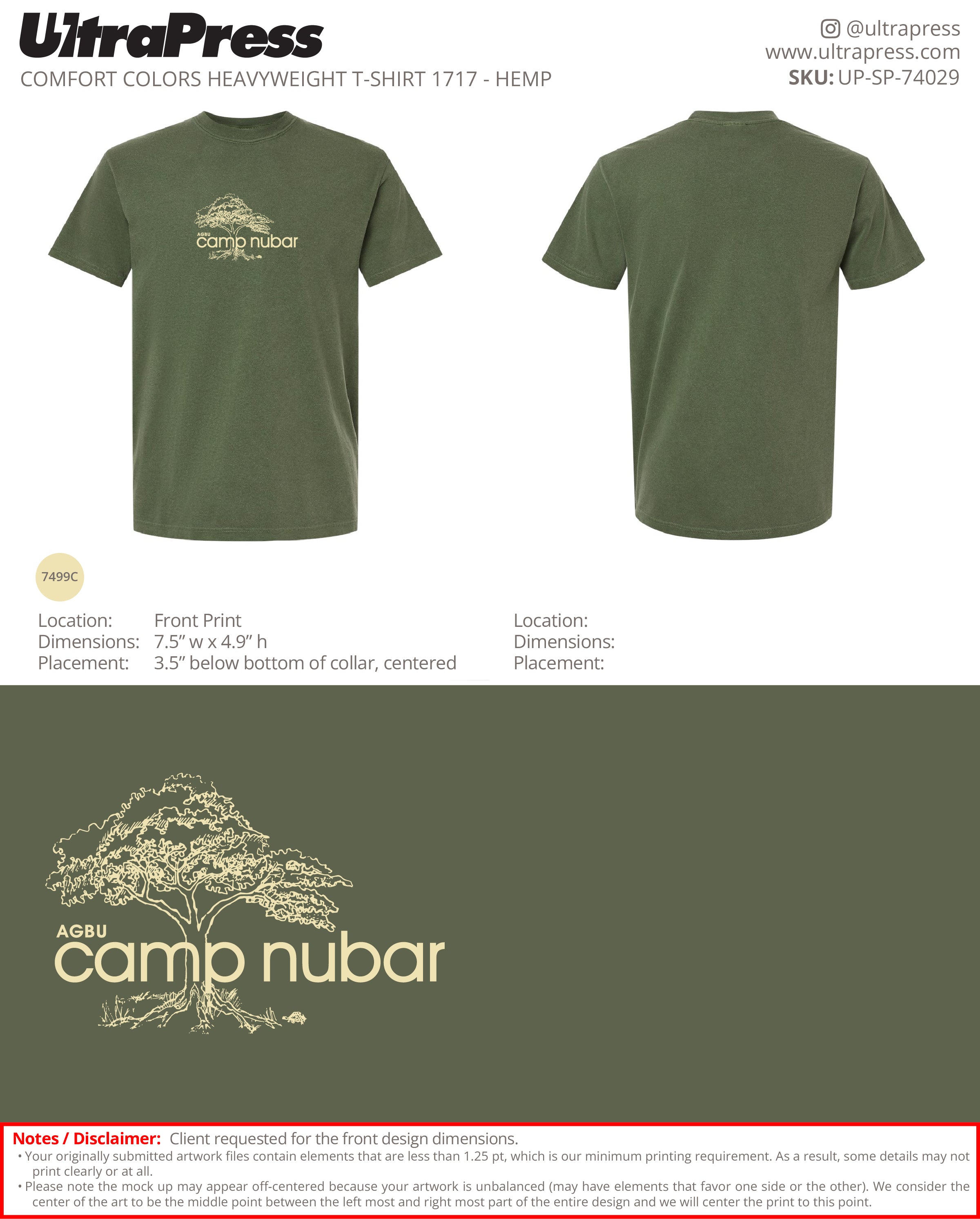 UP-SP-74029 Camp Nubar 2025 CAMPER SHIRTS - Alexis Krolian 100 Min Qty (Bulk)