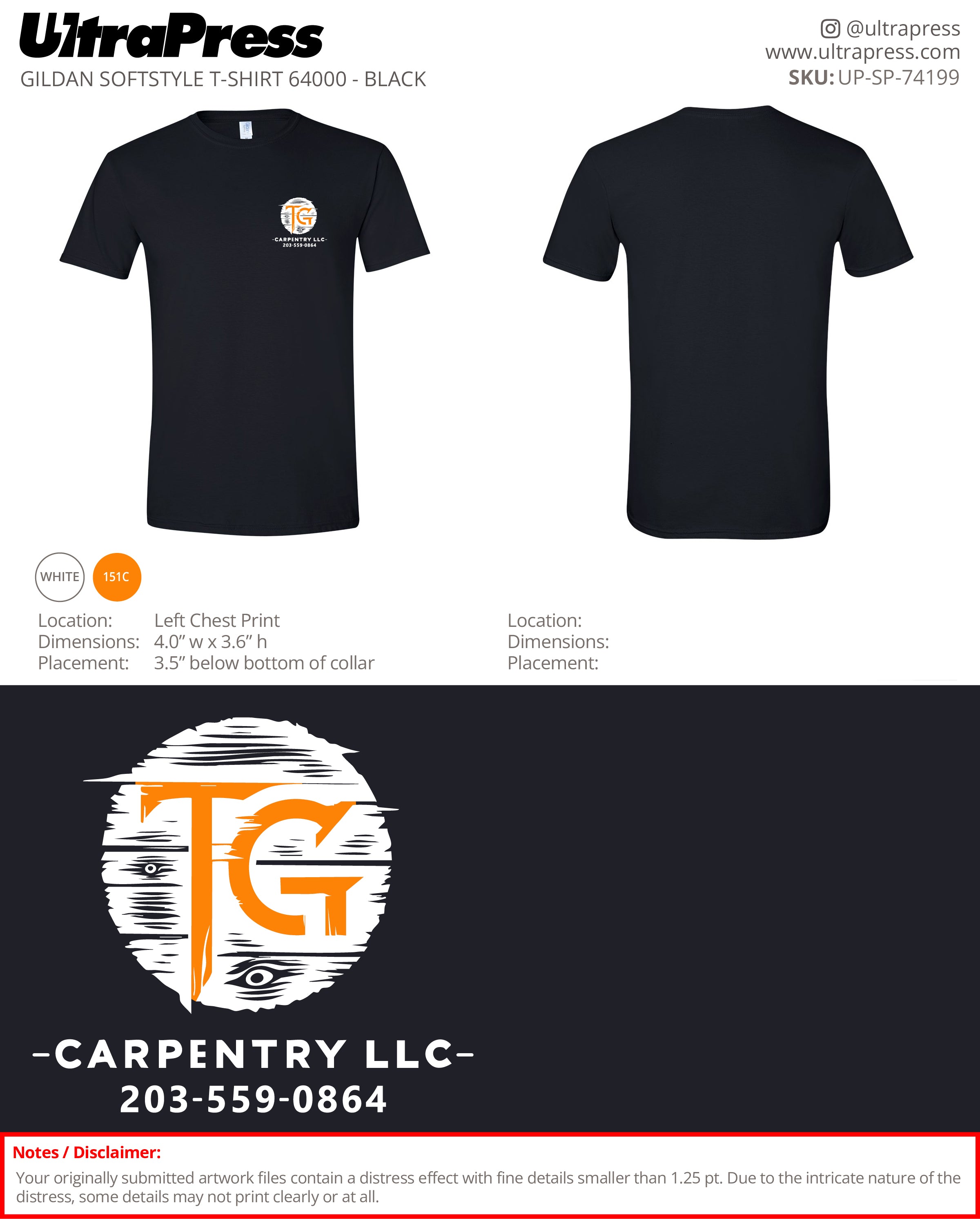 UP-SP-74199 TG Carpentry LLC - Tomasz Grodzki 24pcs Min Qty (Bulk)