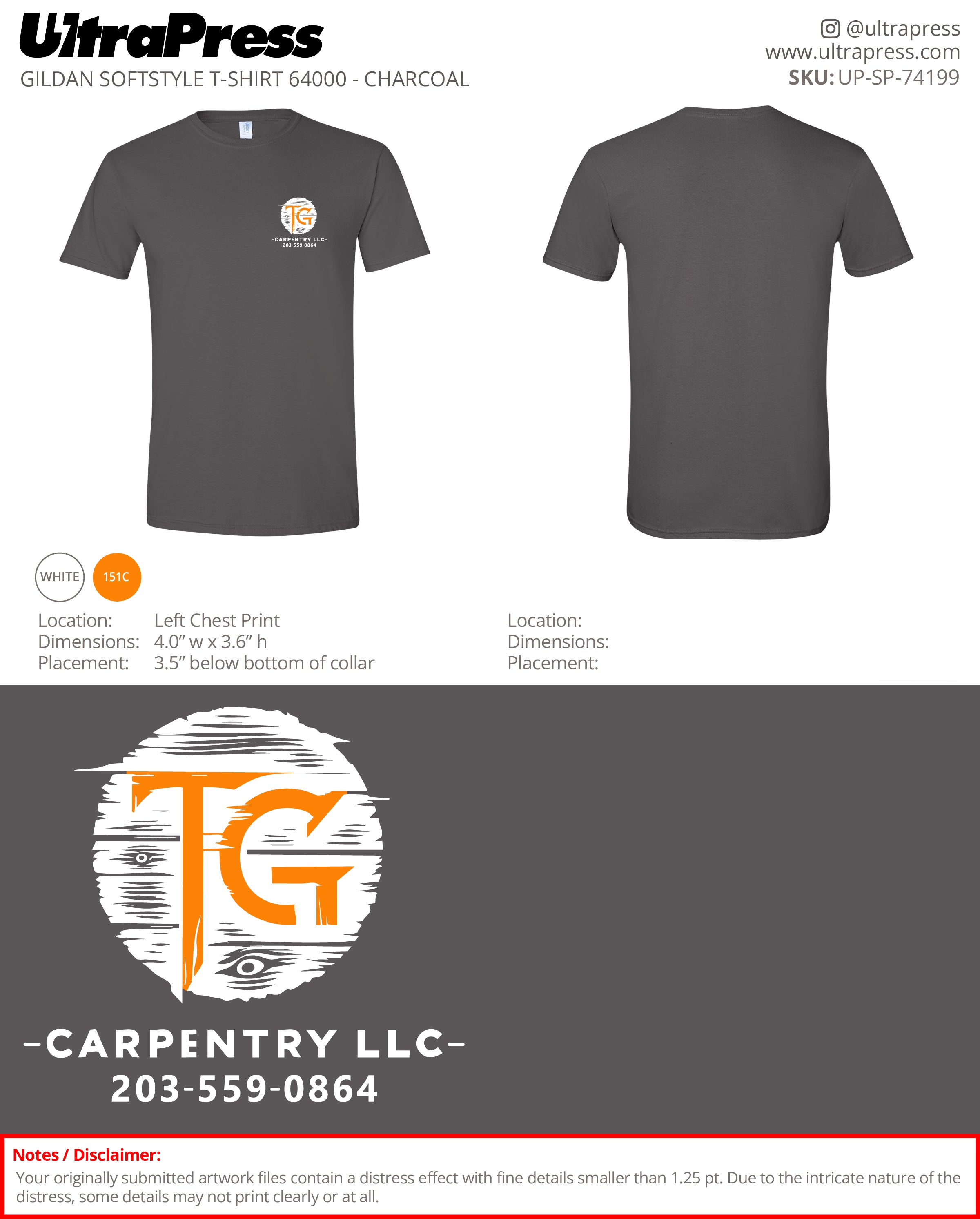 UP-SP-74199 TG Carpentry LLC - Tomasz Grodzki 24pcs Min Qty (Bulk)