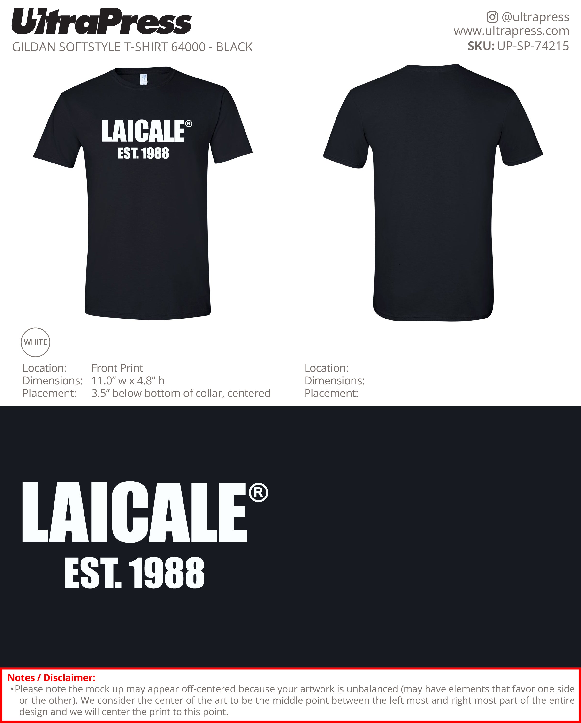 UP-SP-74215 Laicale Est. 1988 - 50 Min Qty (Bulk)