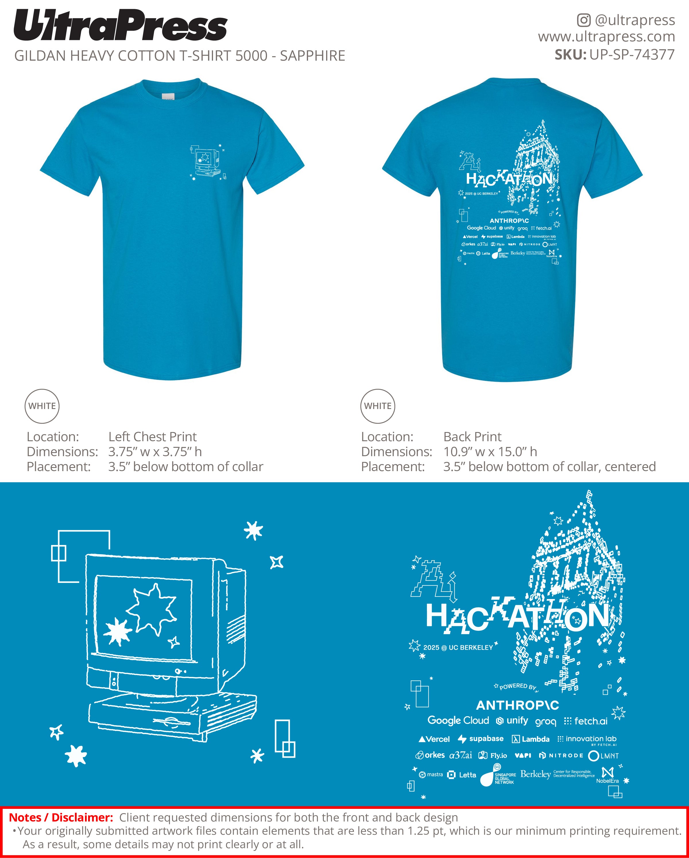 UP-SP-74377 Ai Hackaton 2025 @ UC Berkeley - Flora Wang 1500 Min Qty (Bulk)