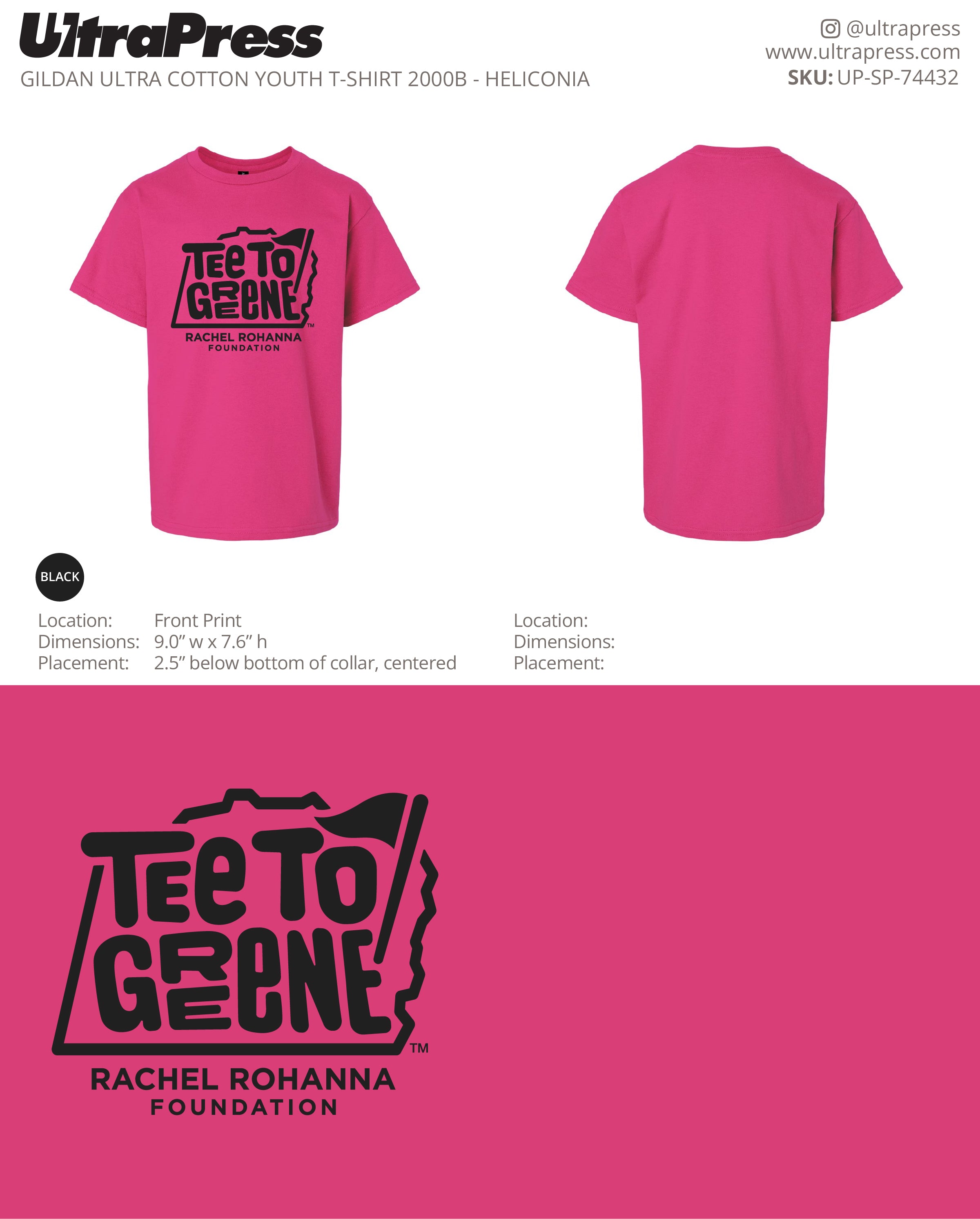 UP-SP-74432 Tee To Greene - Trista Morris Youth Shirts 100 Min Qty (Bulk)