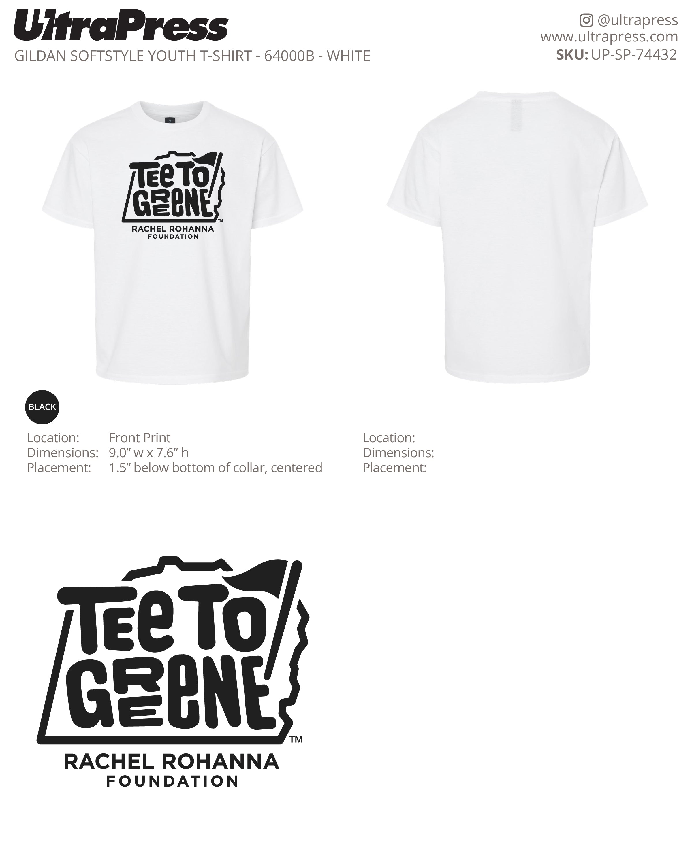 UP-SP-74432 Tee To Greene - Trista Morris White Shirts 100 Min Qty (Bulk)