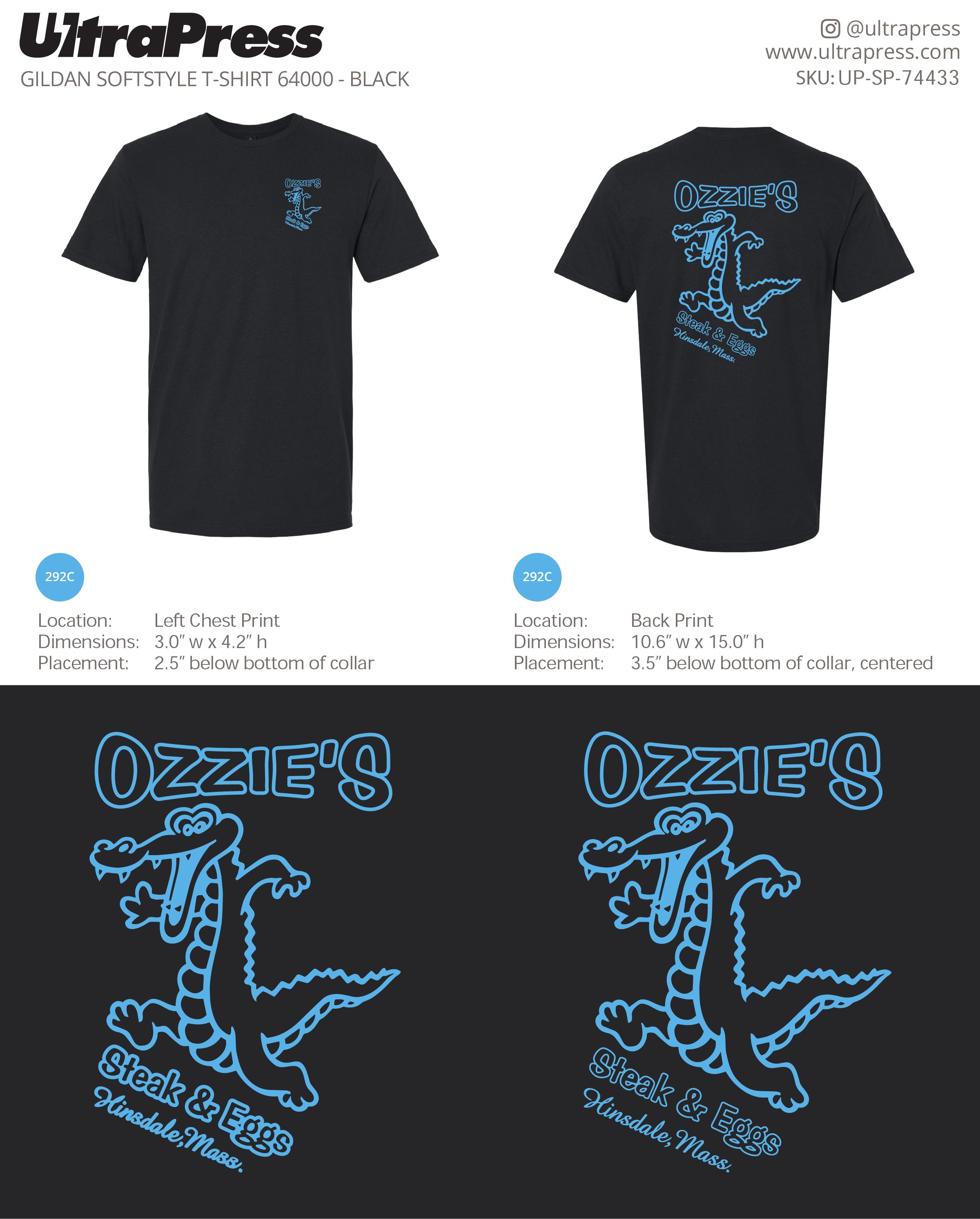 UP-SP-74433 Ozzie's Steak & Eggs Shirts - Alan Lussier 100 Min Qty (Bulk)