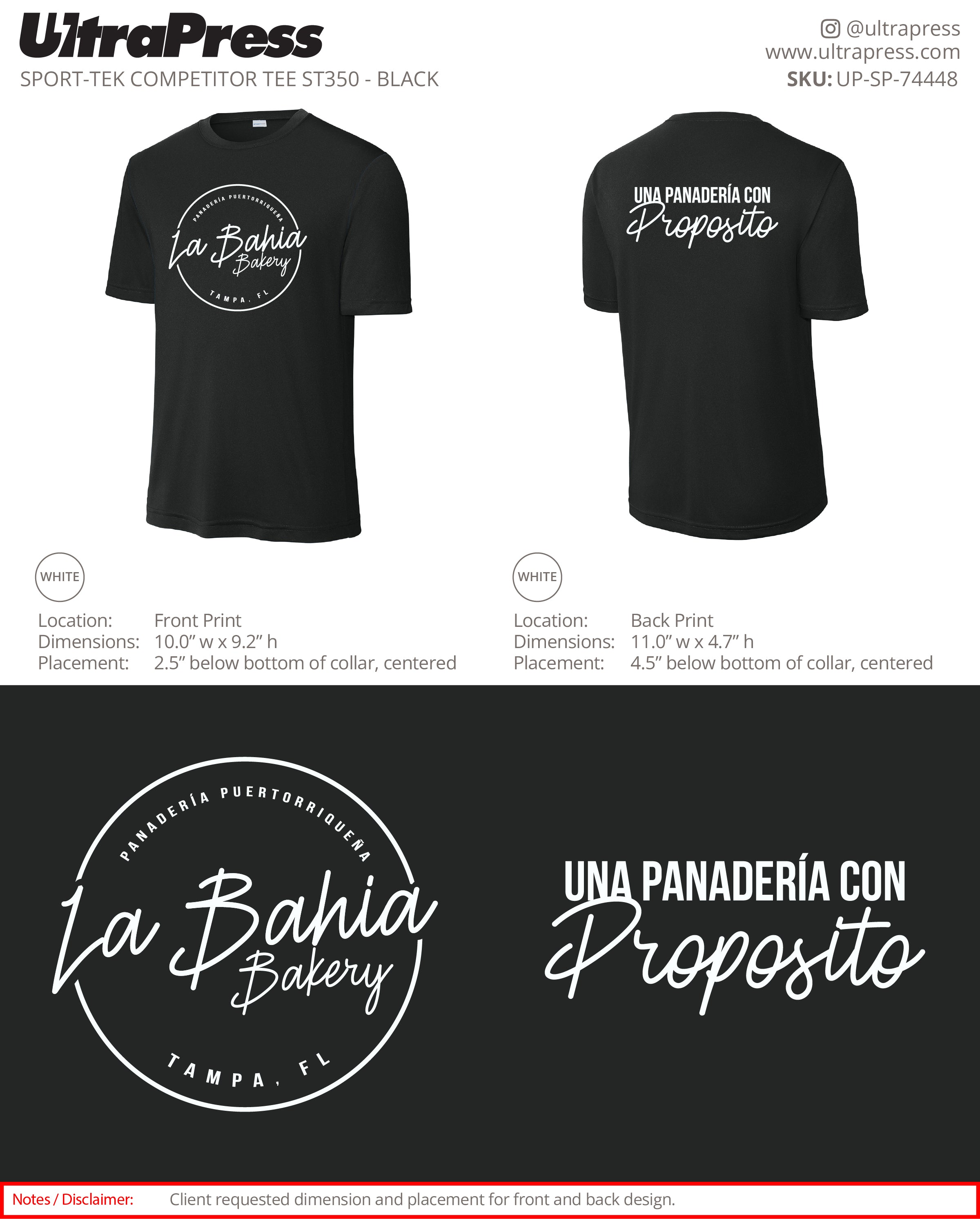 UP-SP-74448 La Bahia Bakery Dri Fit - Michelle Cruz - 24 Min Qty (Bulk)