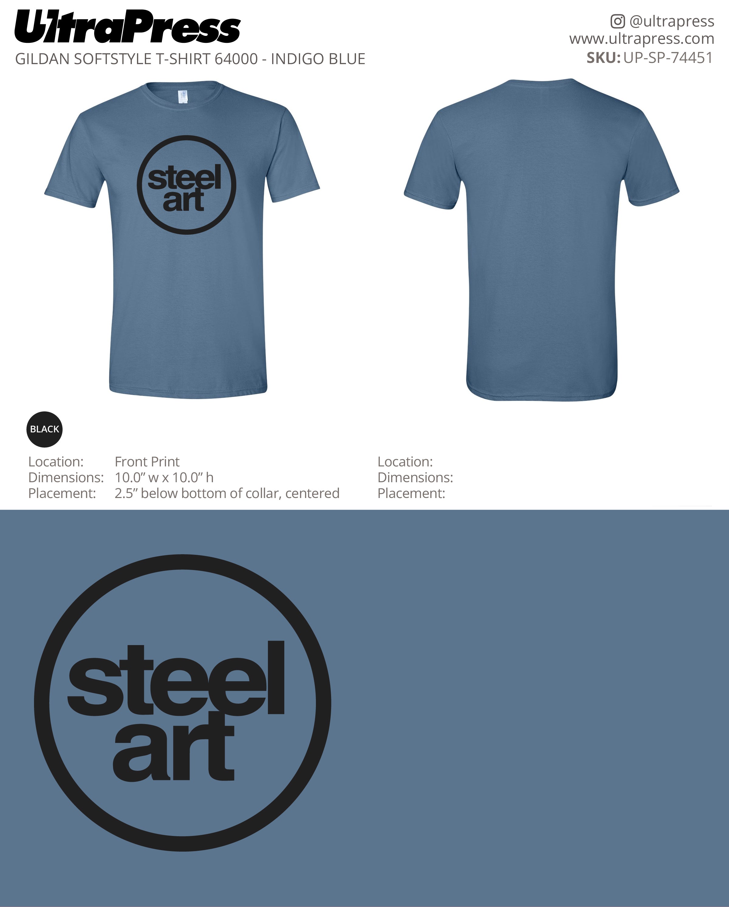 UP-SP-74451 Steel Art - Black Print - Ashley Borell 100 Min Qty (Bulk)