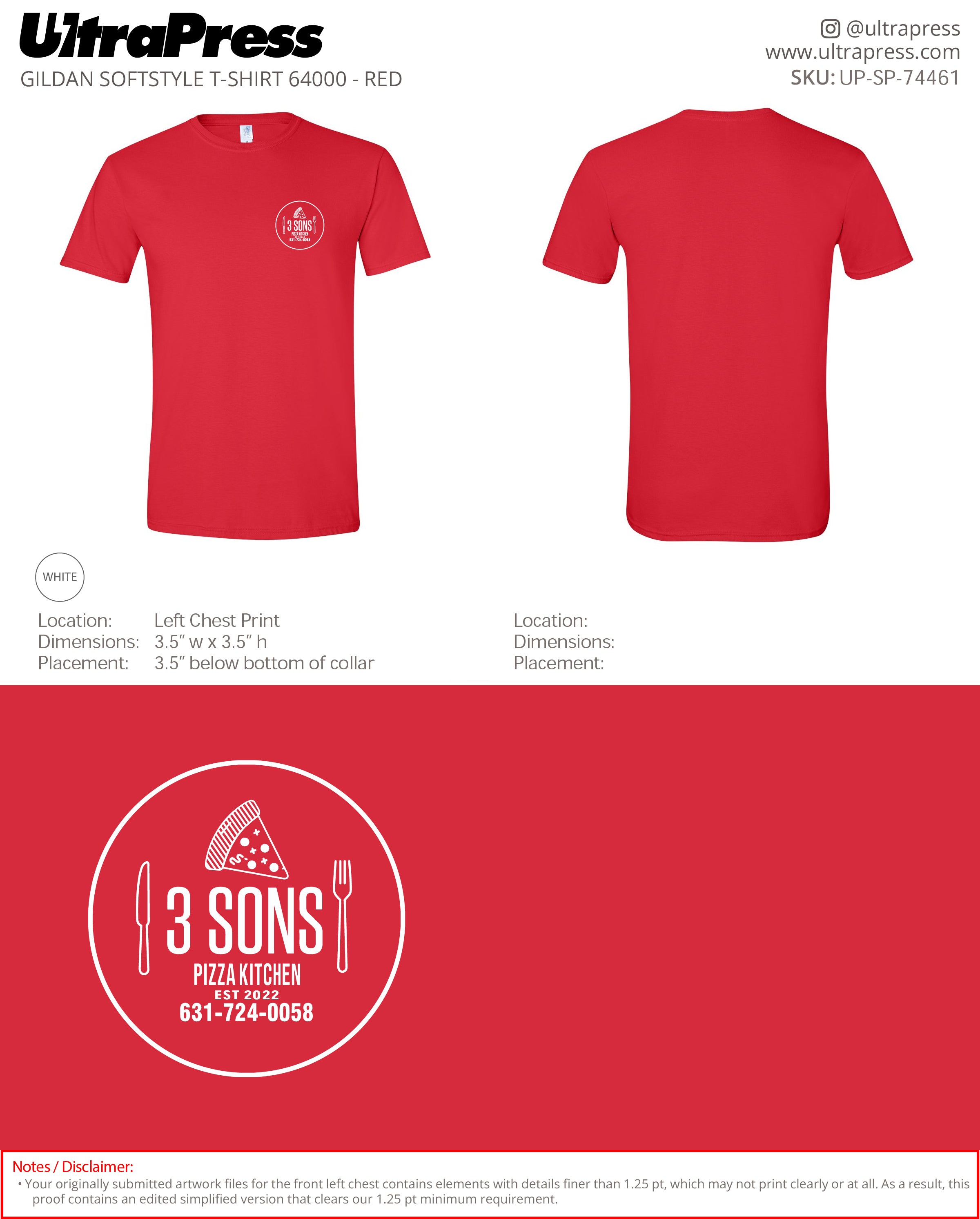 UP-SP-74461 3 Sons Pizza Kitchen - Rudy Massa 100 Min Qty (Bulk)