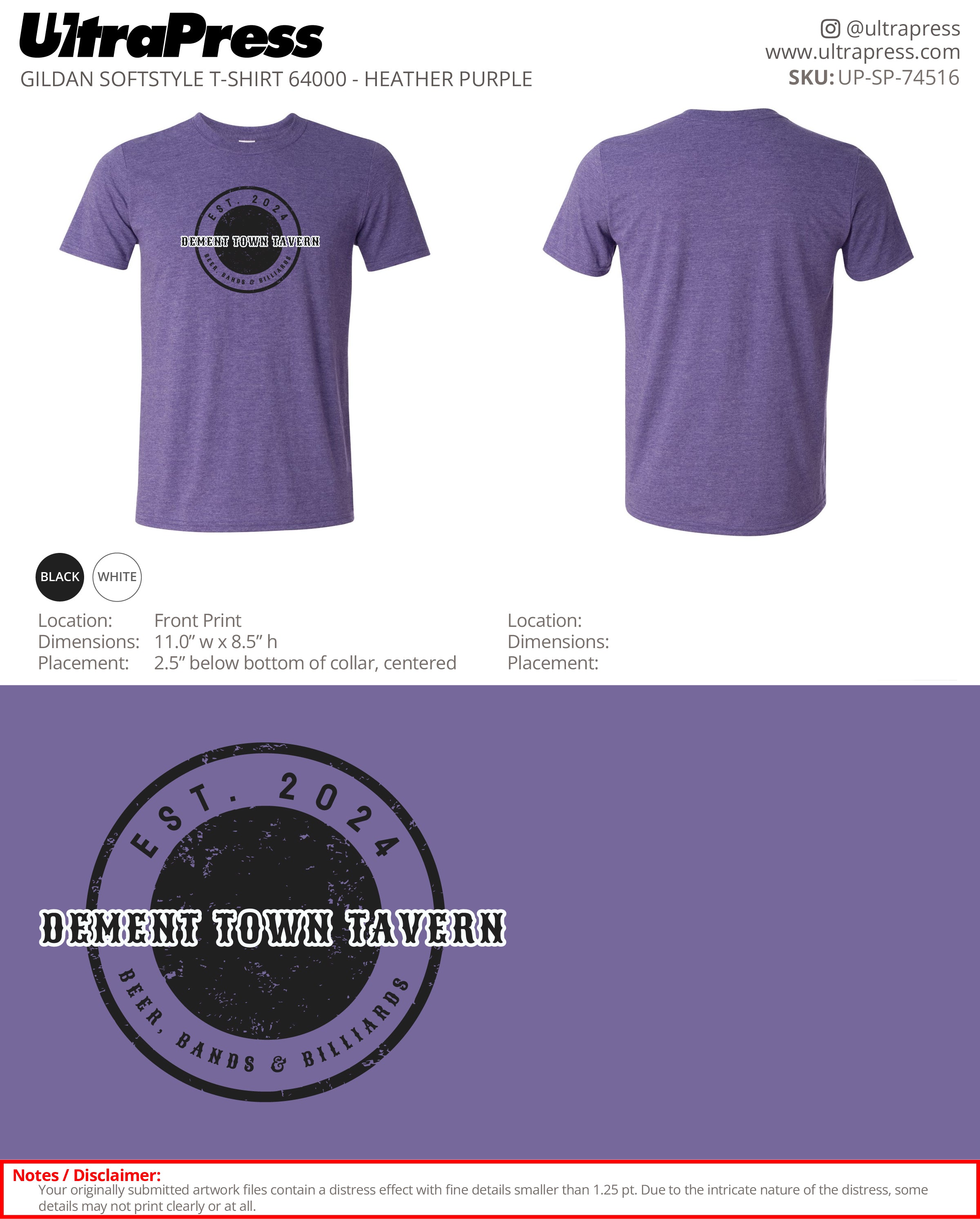 UP-SP-74516 Dement Town Tavern - Justin Hey 100 Min Qty (Bulk)