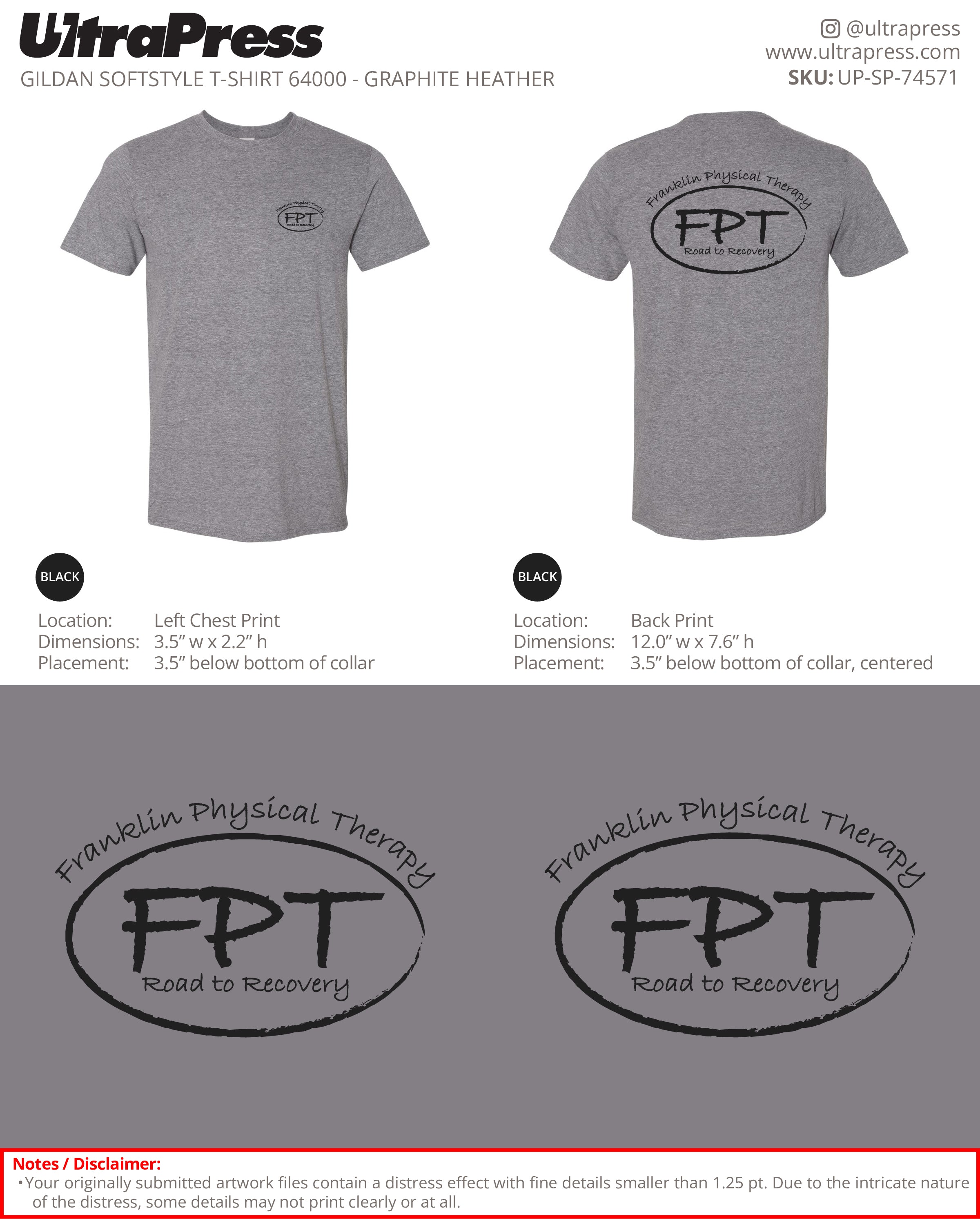 UP-SP-74571 Franklin Physical Therapy FTP Black Logo - Matthew J. Tibert 100 Min Qty (Bulk)