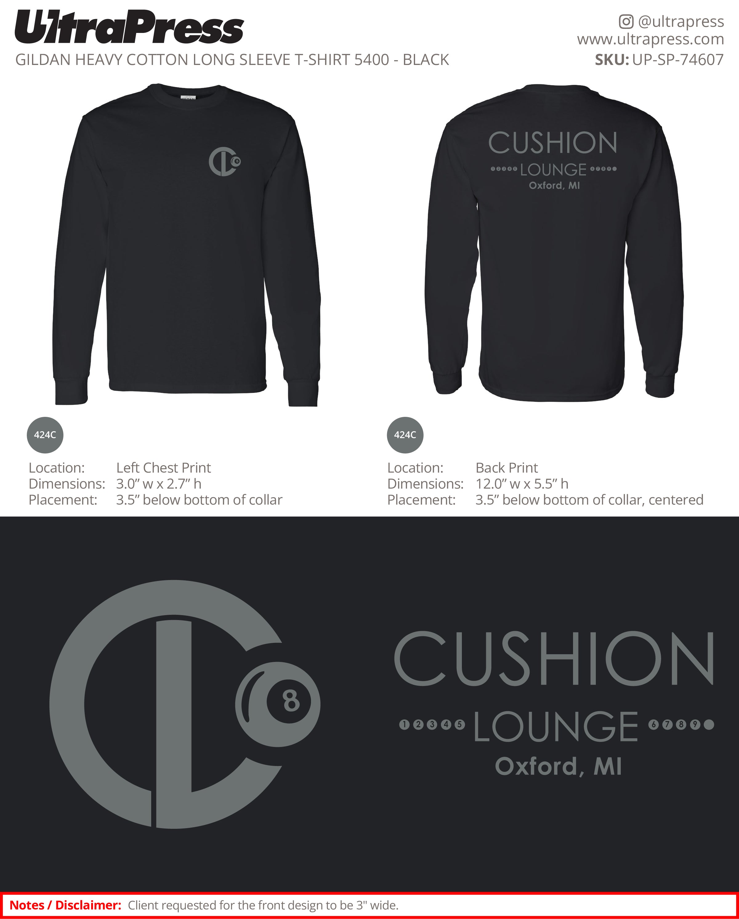 UP-SP-74607 Cushion Lounge LONG SLEEVES - Justin Zuehlke 50 Min Qty (Bulk)