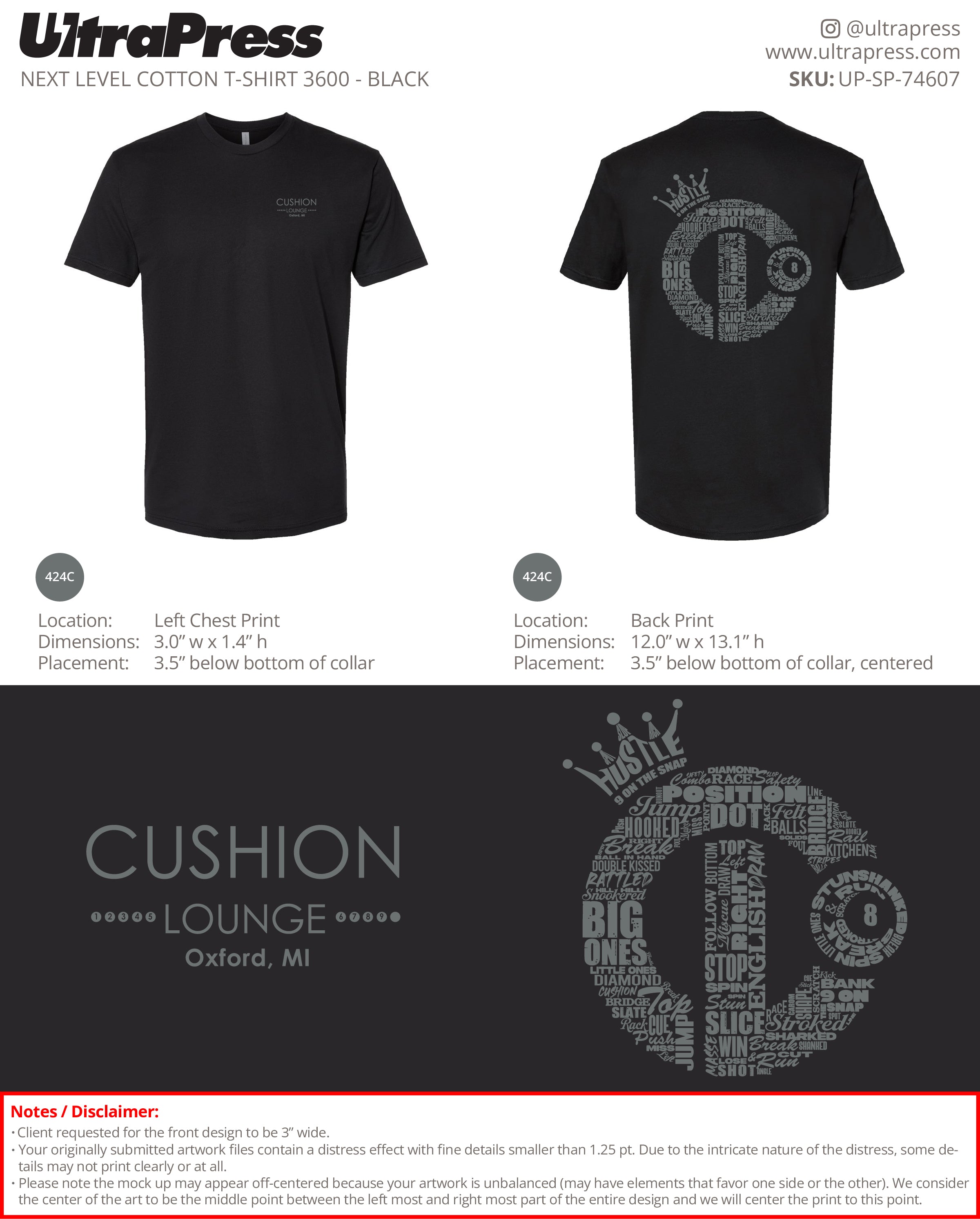 UP-SP-74607 Cushion Lounge SHIRTS - Justin Zuehlke 100 Min Qty (Bulk)