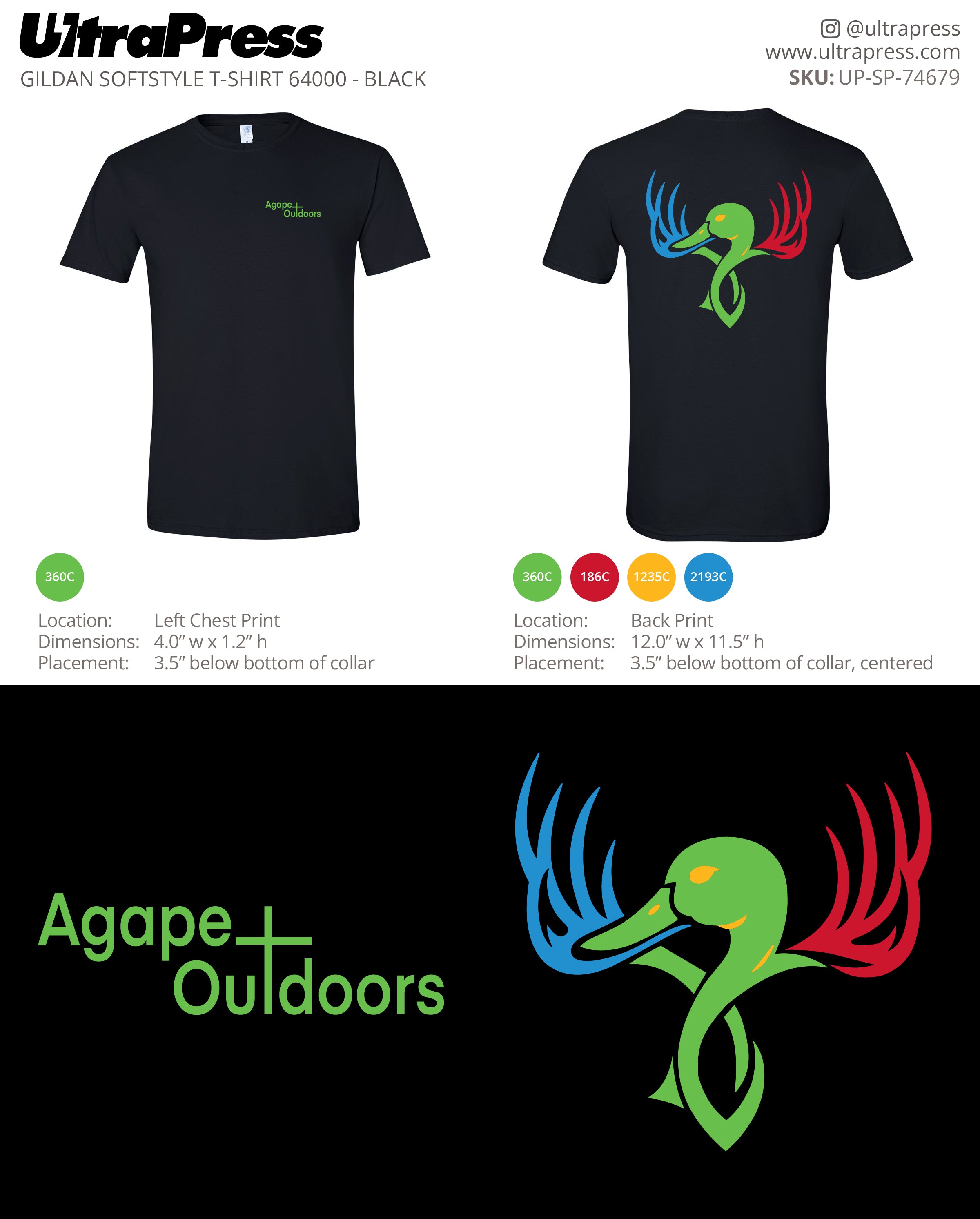 UP-SP-74679 Agape Outdoors (Green Front Ink) - Cody Lafleur 100 Min Qty (Bulk)
