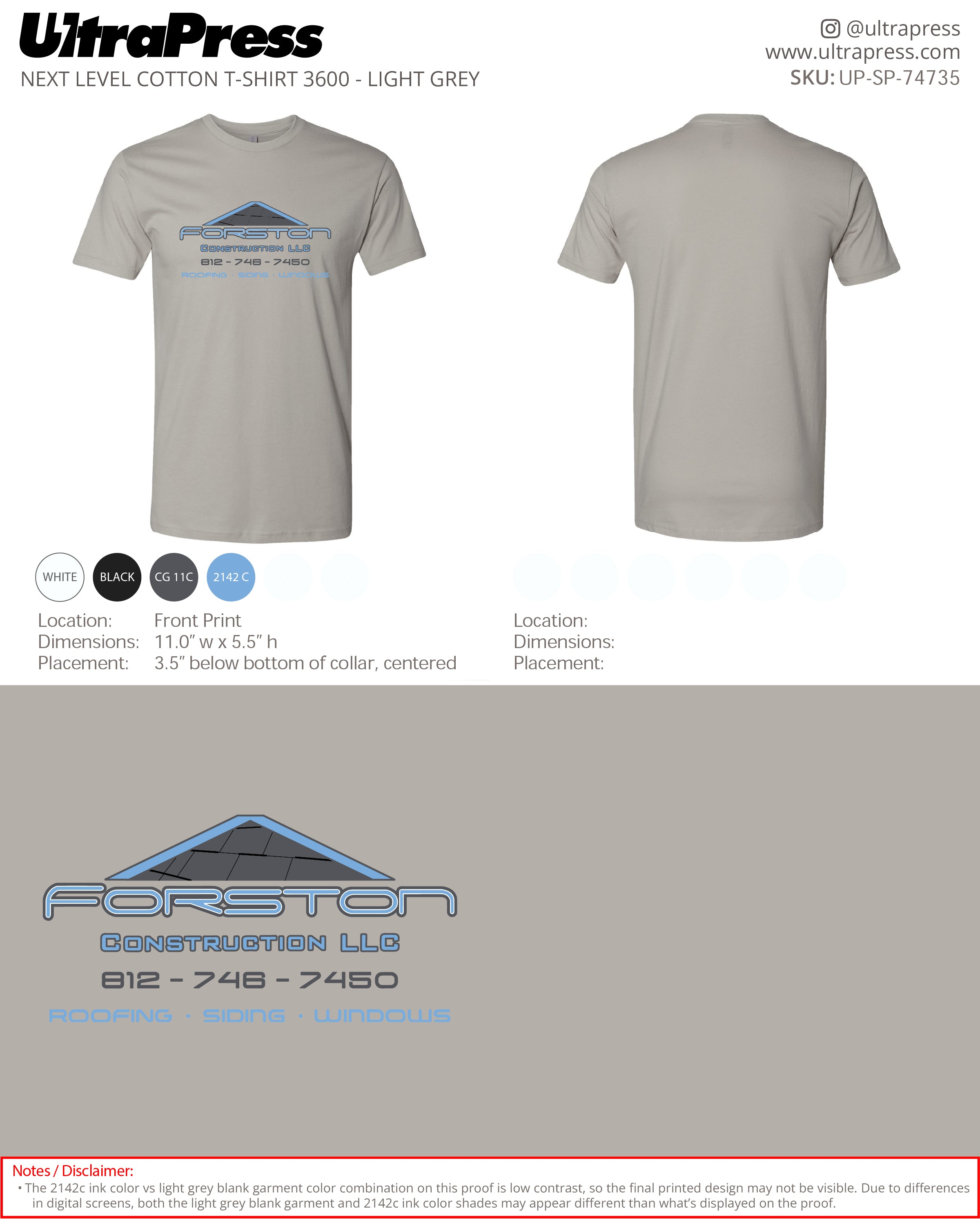 UP-SP-74735 Forston Construction LLC - Kelly Forston 100 Min Qty (Bulk)