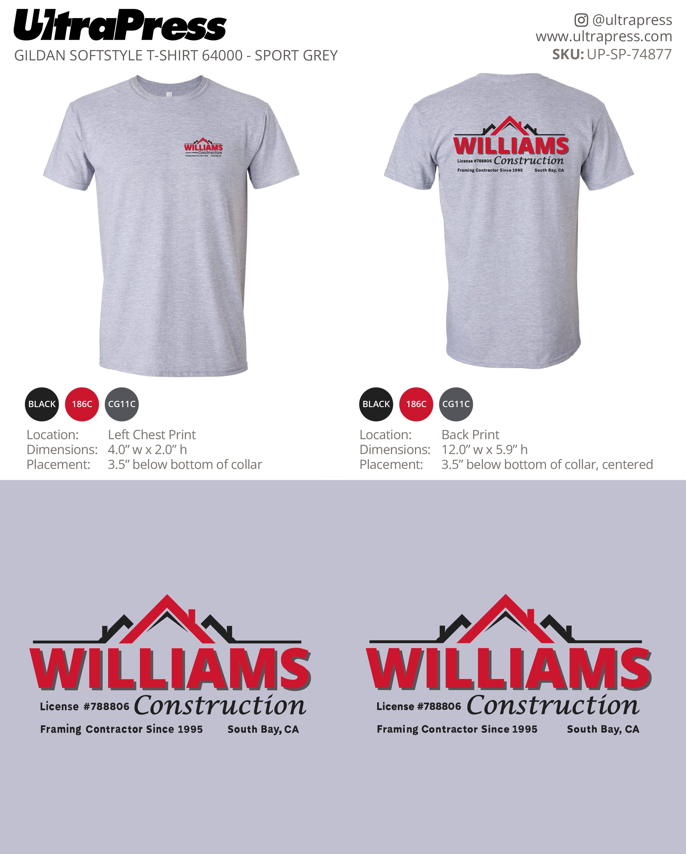 UP-SP-74877 Williams Construction - Brian Williams 100 Min Qty (Bulk)