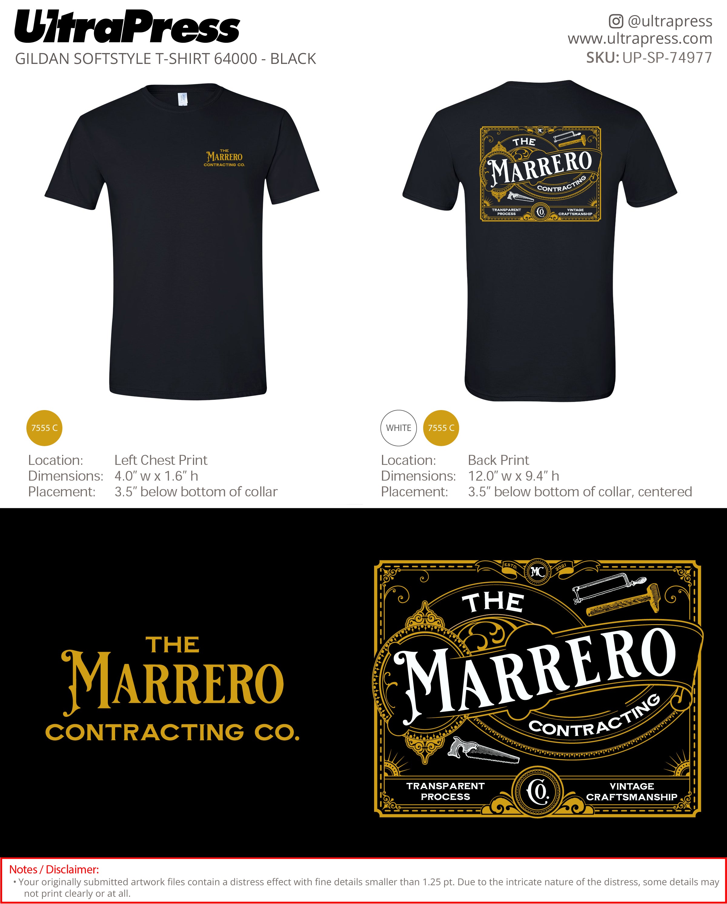 UP-SP-74977 The Marrero Contracting Co. (Black Shirts) - Albert Marrero 100 Min Qty (Bulk)