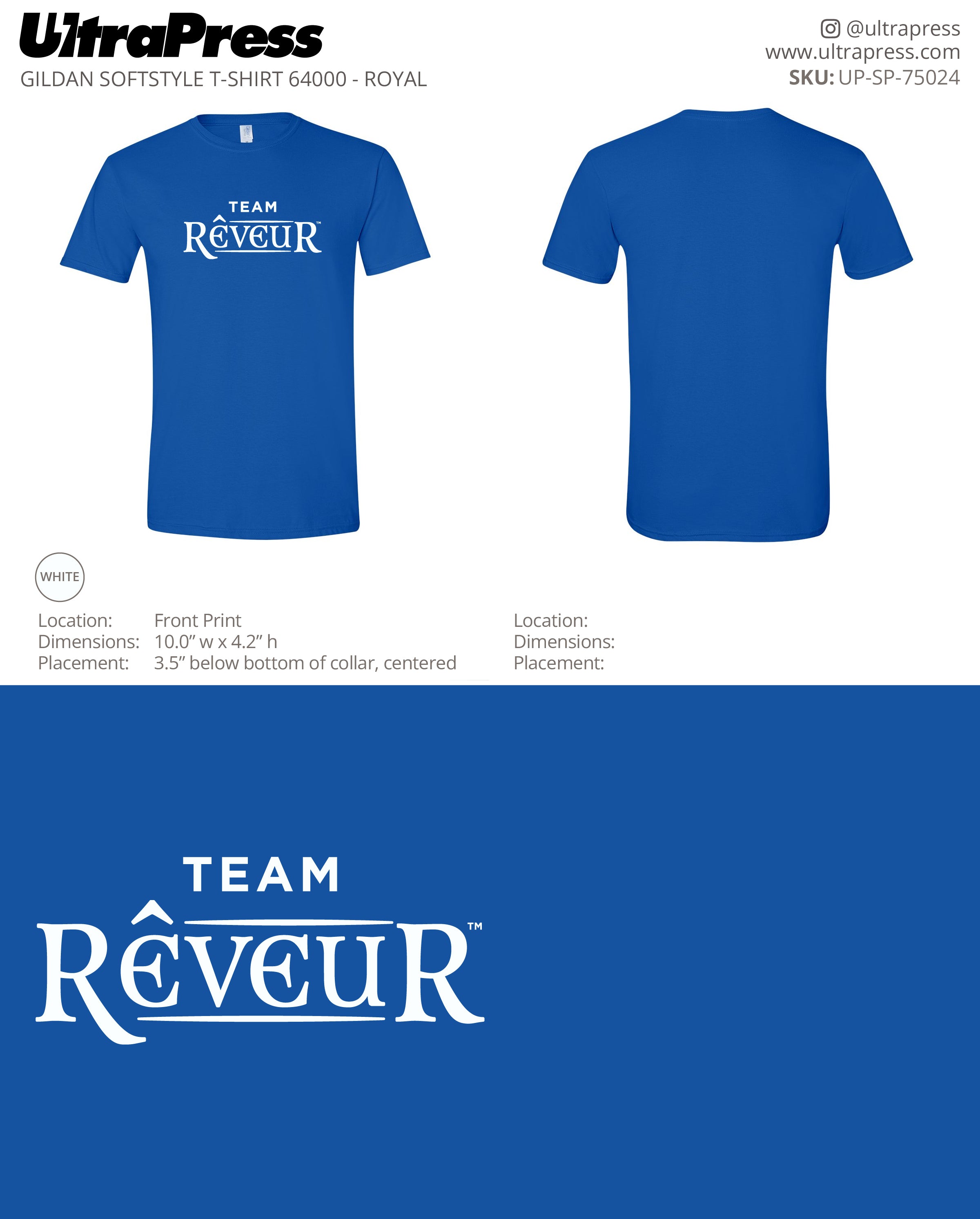 UP-SP-75024 Team Reveur Royal Shirts - Erin Hinek 50 Min Qty (Bulk)