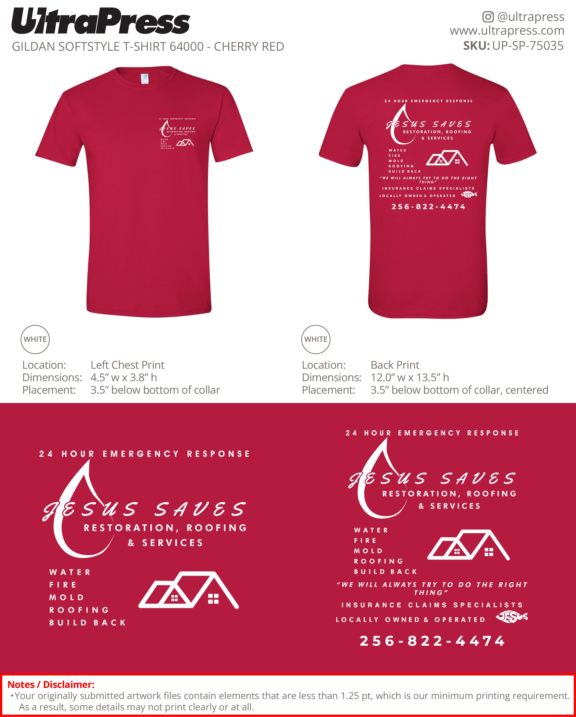 UP-SP-75035 Jesus Saves Restoration, Roofing & Services - Steve 100 Min Qty (Bulk)