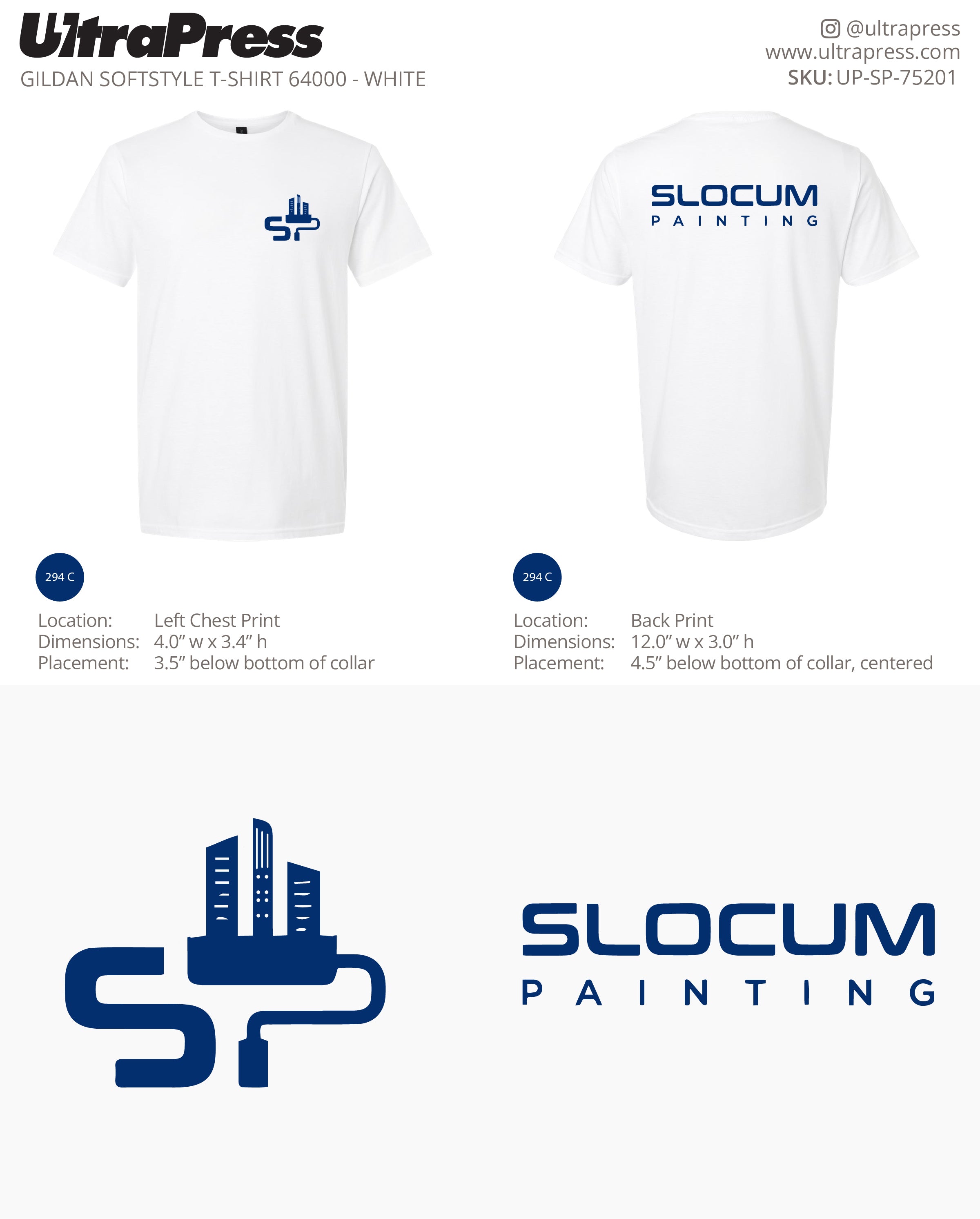UP-SP-75201 Slocum Painting White Shirt - Justin Slocum 100 Min Qty (Bulk)