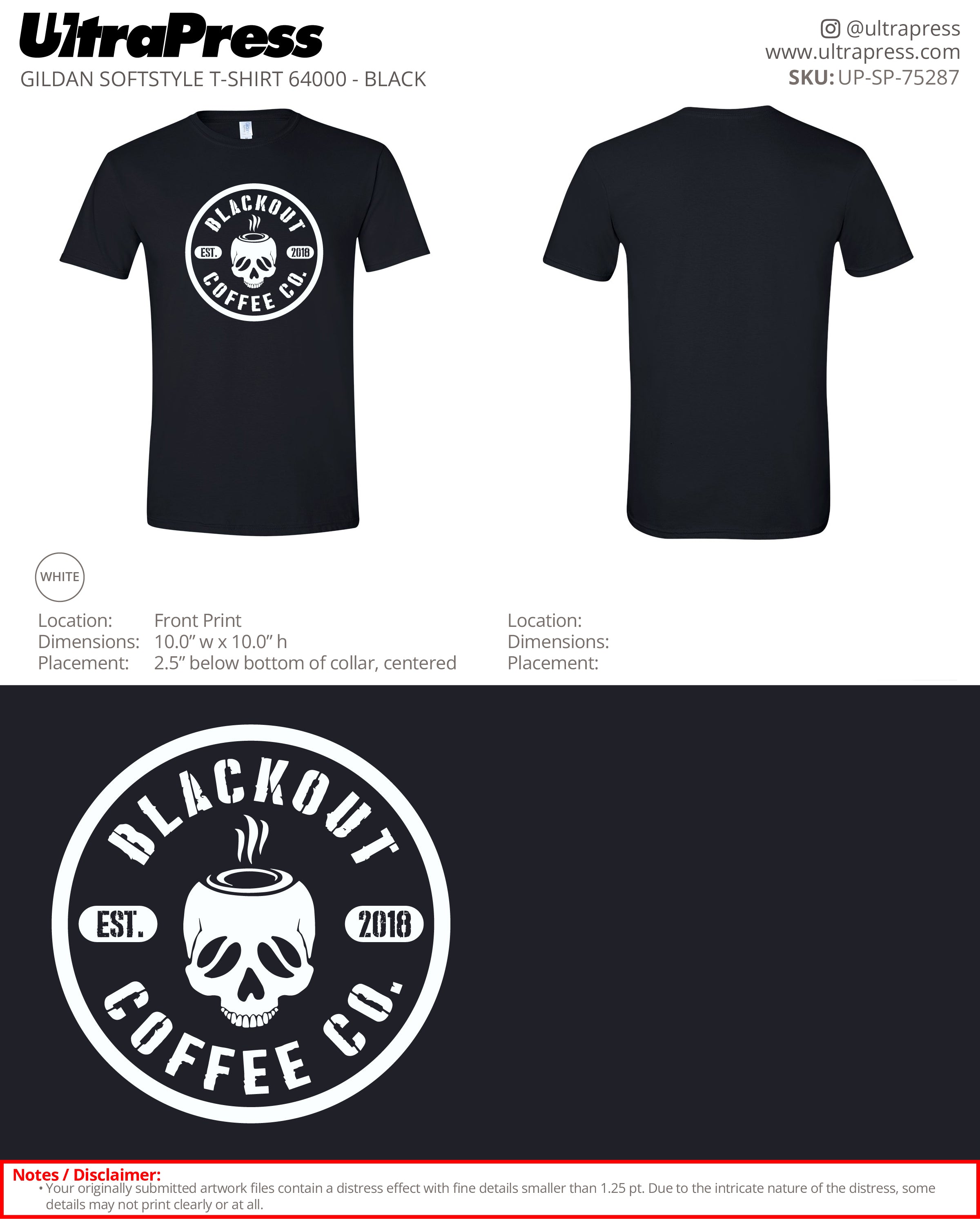 UP-SP-75287 Blackout Coffee Co. Circular Logo - John Santos 100 Min Qty (Bulk)