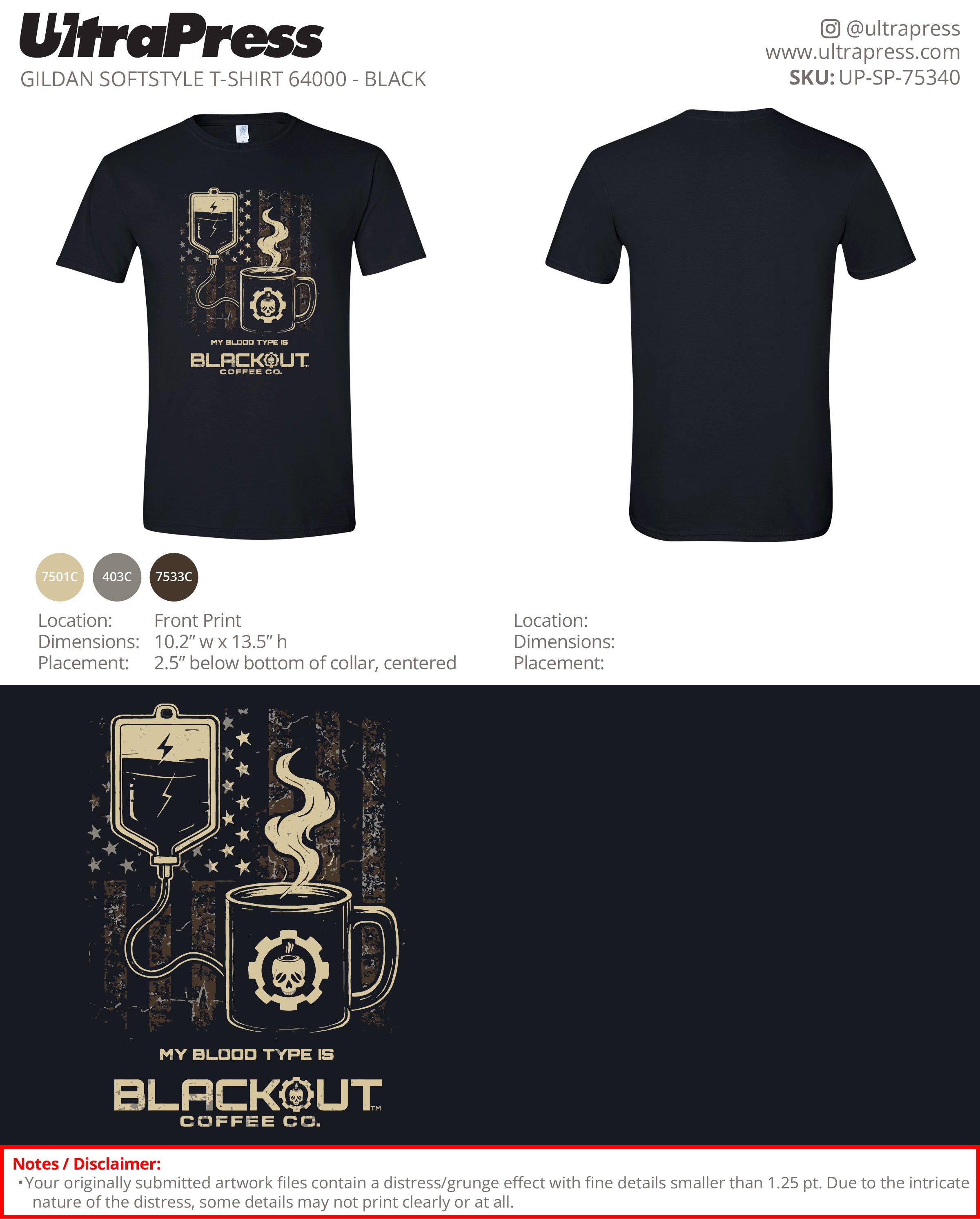 UP-SP-75340 Blackout Coffee Co. Grunge Design - John Santos 100 Min Qty (Bulk)