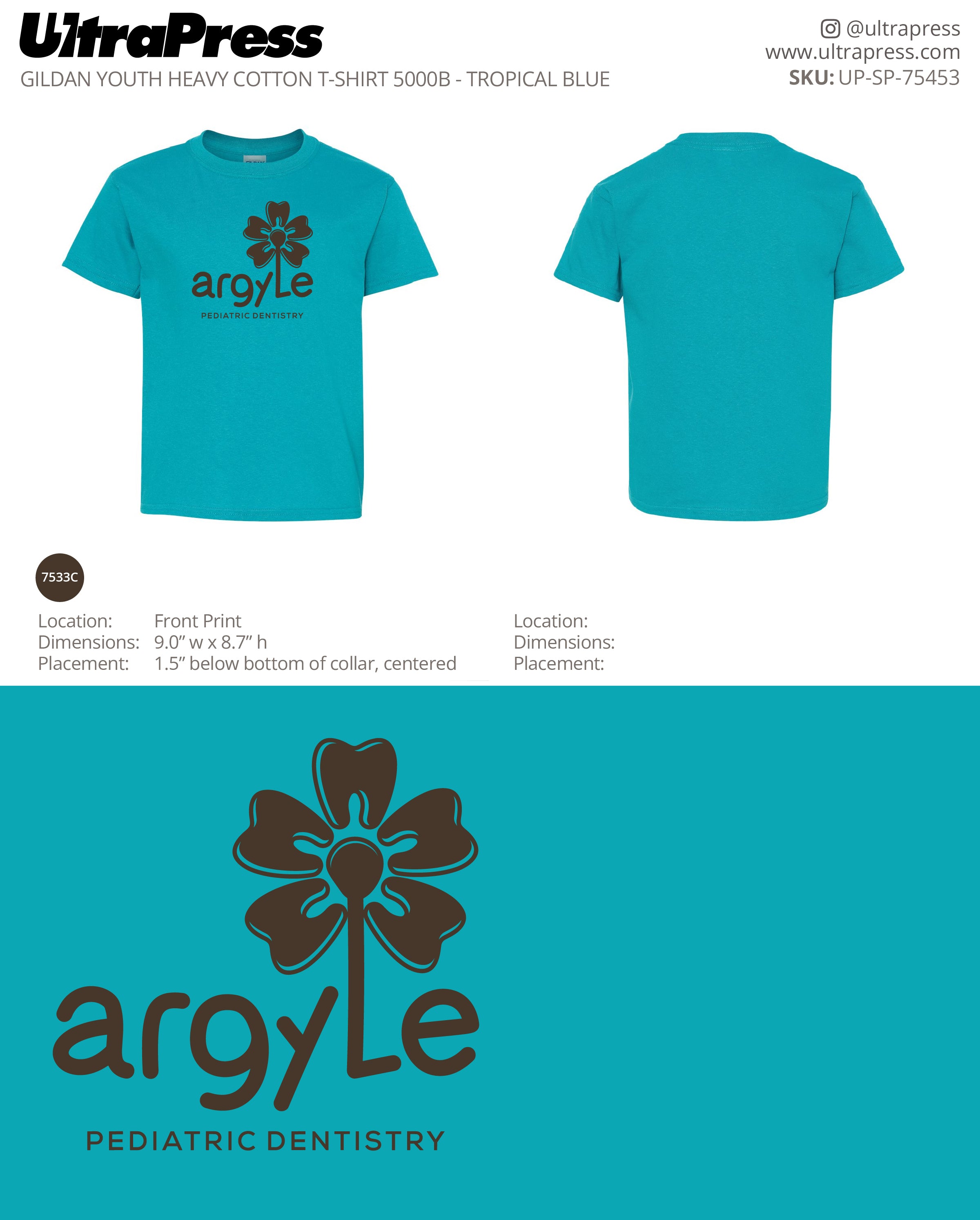 UP-SP-75453 Argyle Pediatric Dentristy March 2026 YOUTH Tees - Vishal Panchmatia - 100 Min Qty (Bulk)
