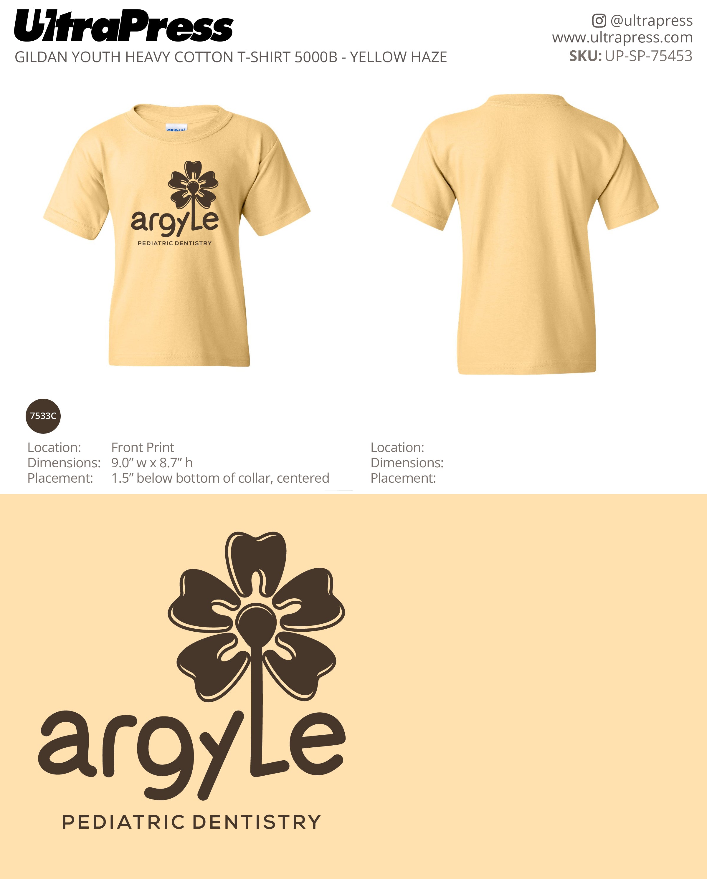 UP-SP-75453 Argyle Pediatric Dentristy March 2026 YOUTH Tees - Vishal Panchmatia - 100 Min Qty (Bulk)