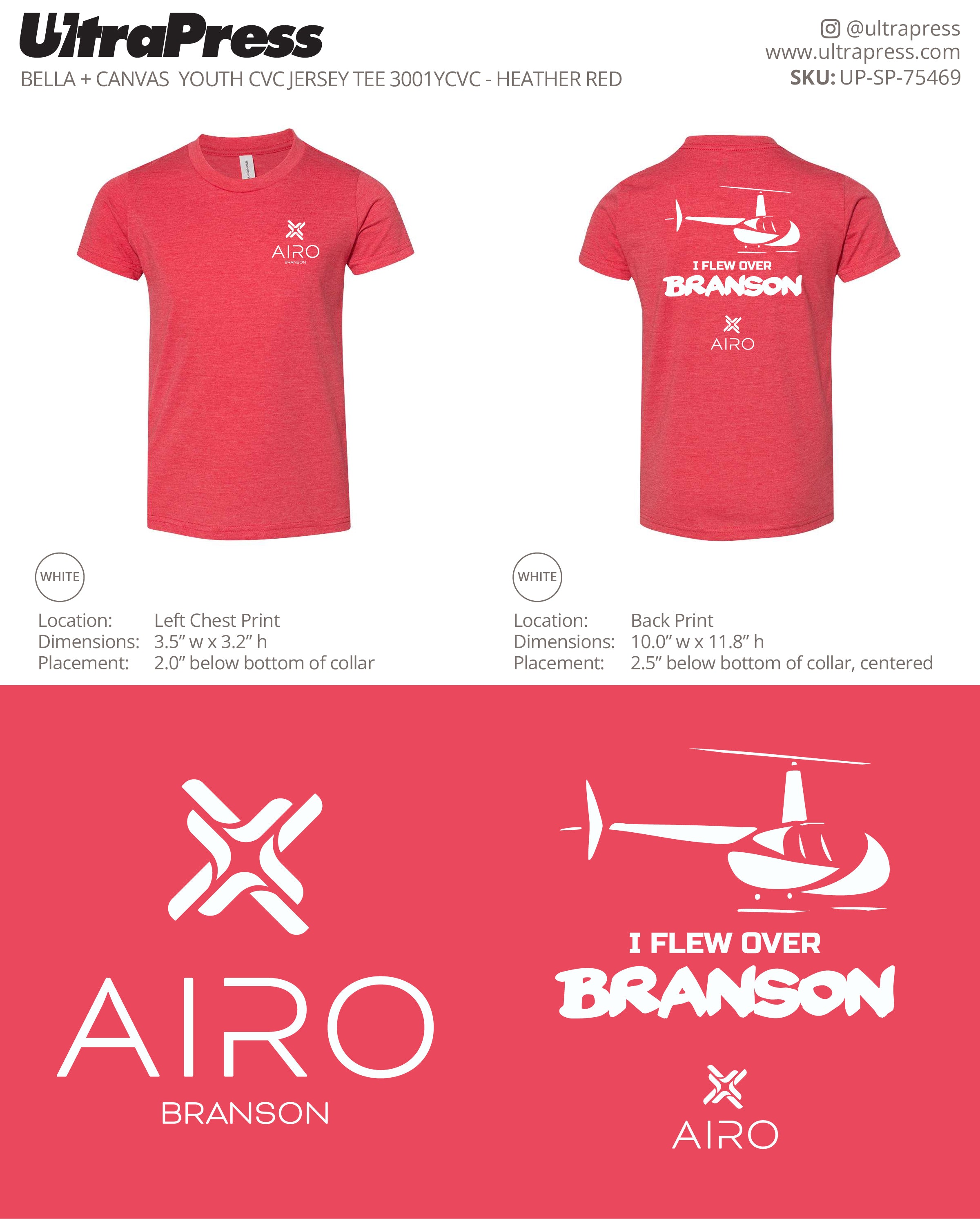 UP-SP-75469 Airo Branson Heather Red Shirts - Camron McAhren 100 Min Qty (Bulk)