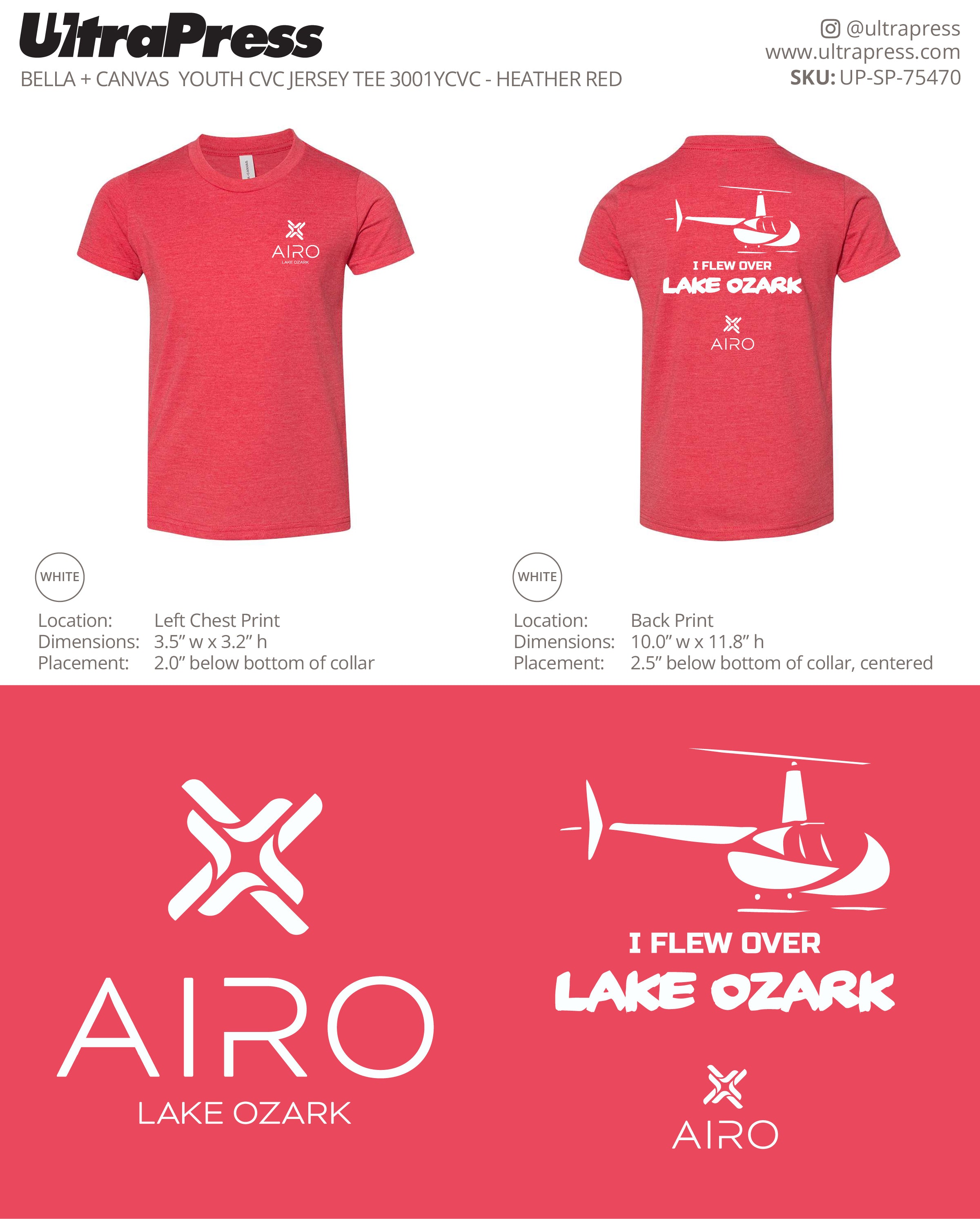 UP-SP-75470 Airo Lake Ozark Heathered Red Shirts - Camron McAhren 100 Min Qty (Bulk)