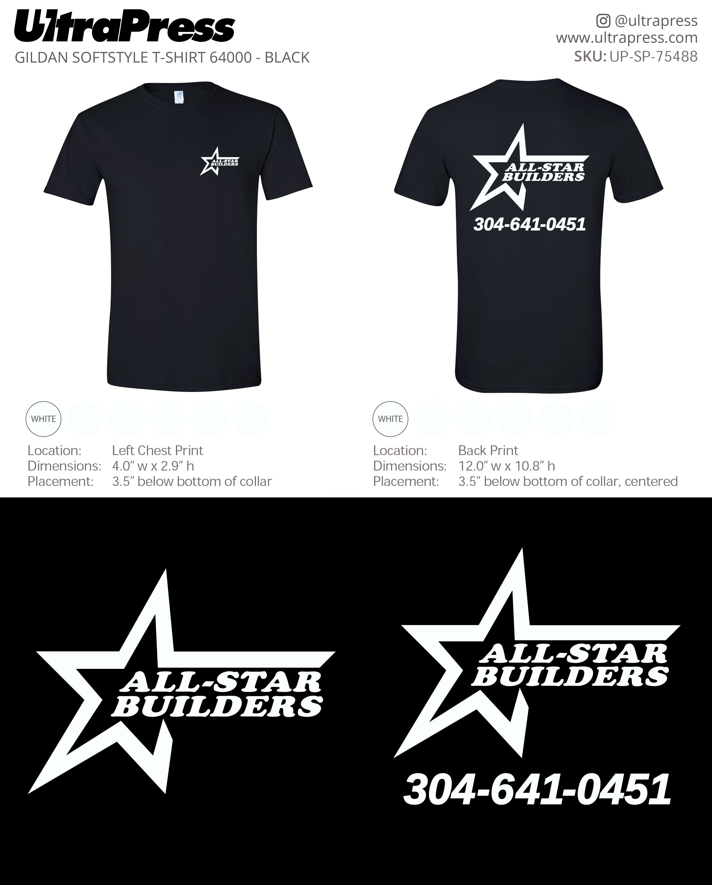 UP-SP-75488 All Star Builders (White Ink) - Bob Martinez 50 Pieces Package (Bulk)