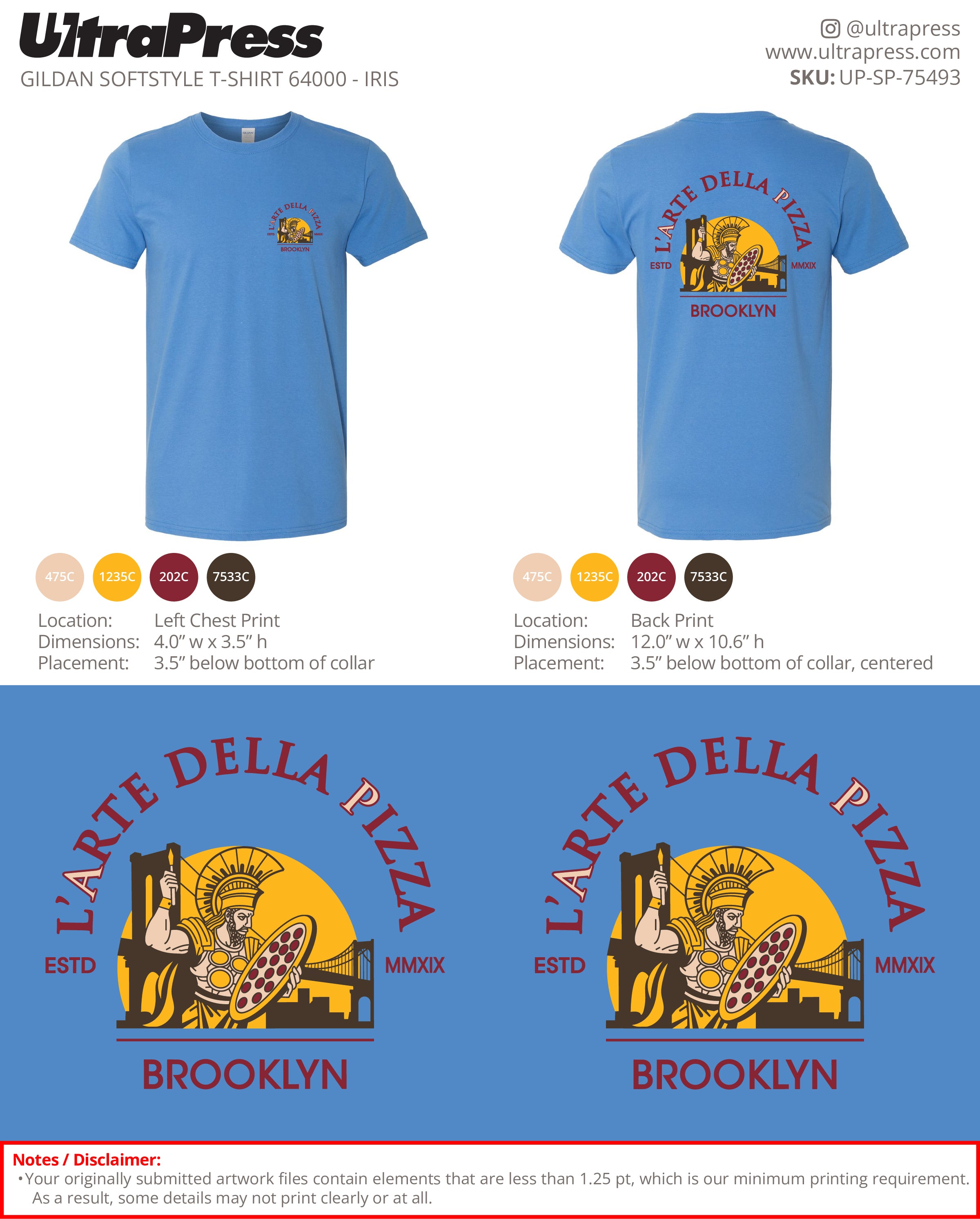 UP-SP-75493 L'Arte Della Pizza Front & Back Print - Anna Villani 100 Min Qty (Bulk)