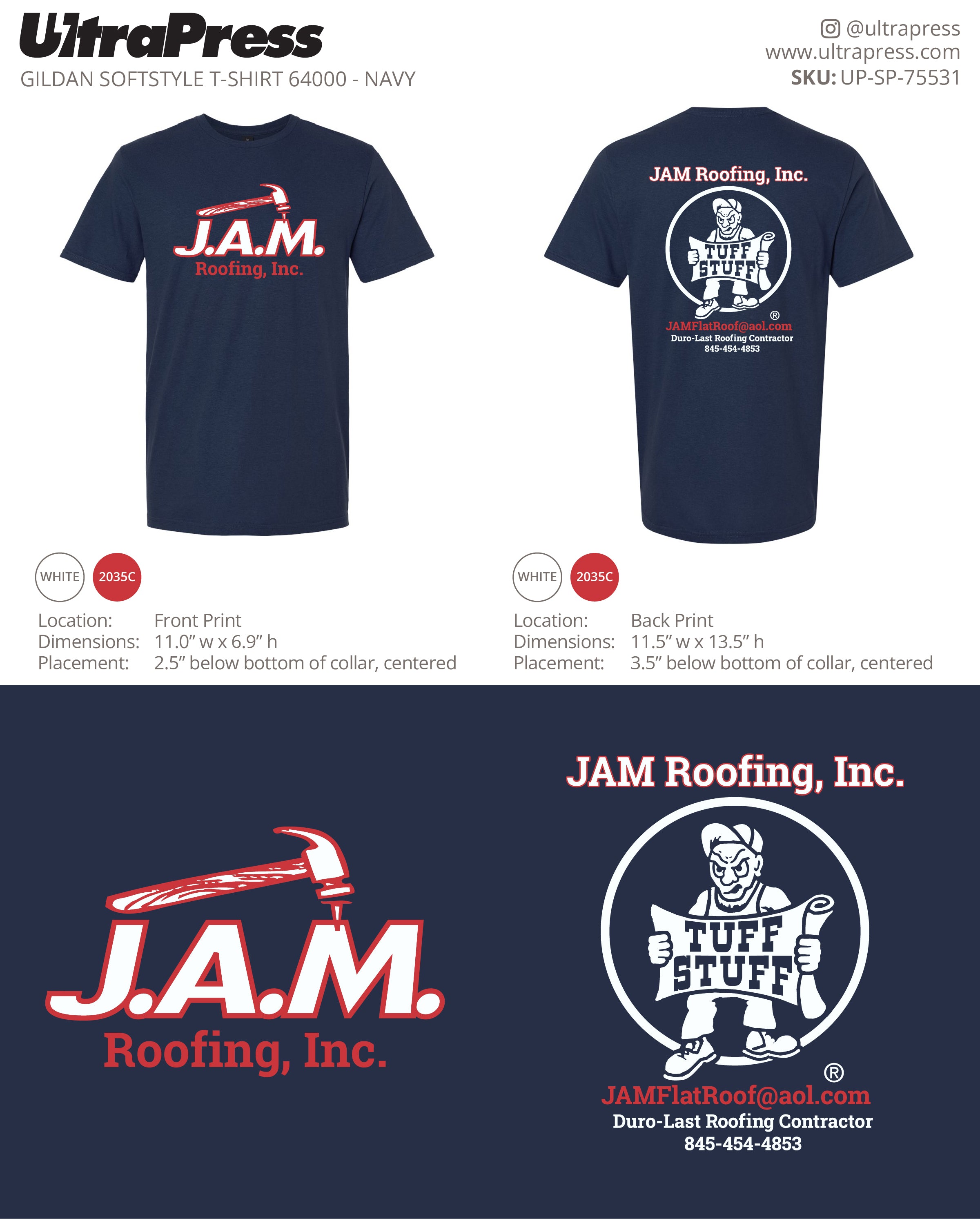 UP-SP-75531 Jam Roofing Inc. (T-Shirts) - Joseph Metrando 100 Min Qty (Bulk)