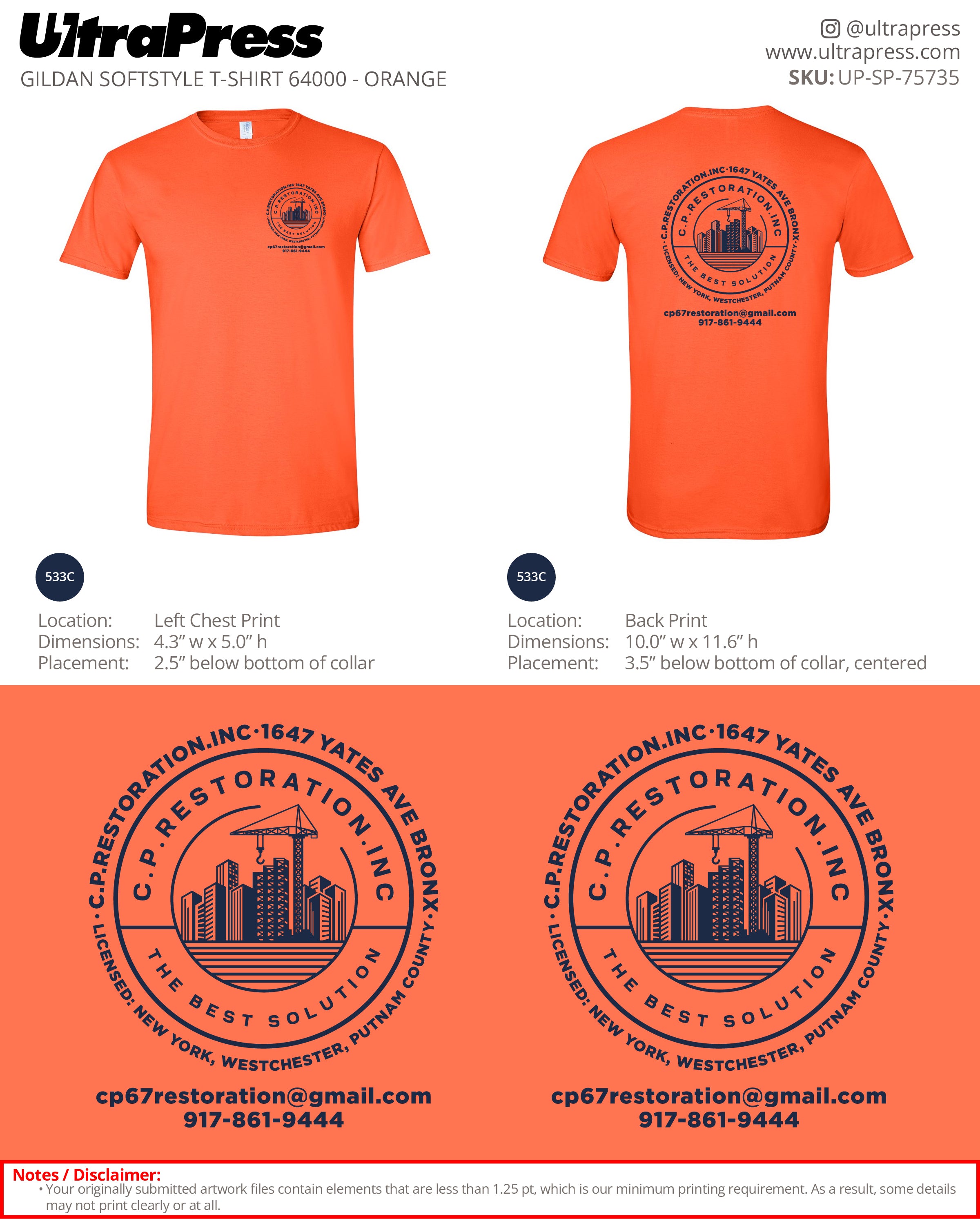 UP-SP-75735 C.P Restoration Inc. - Carmine Petrosino 50 Pieces Package (Bulk)