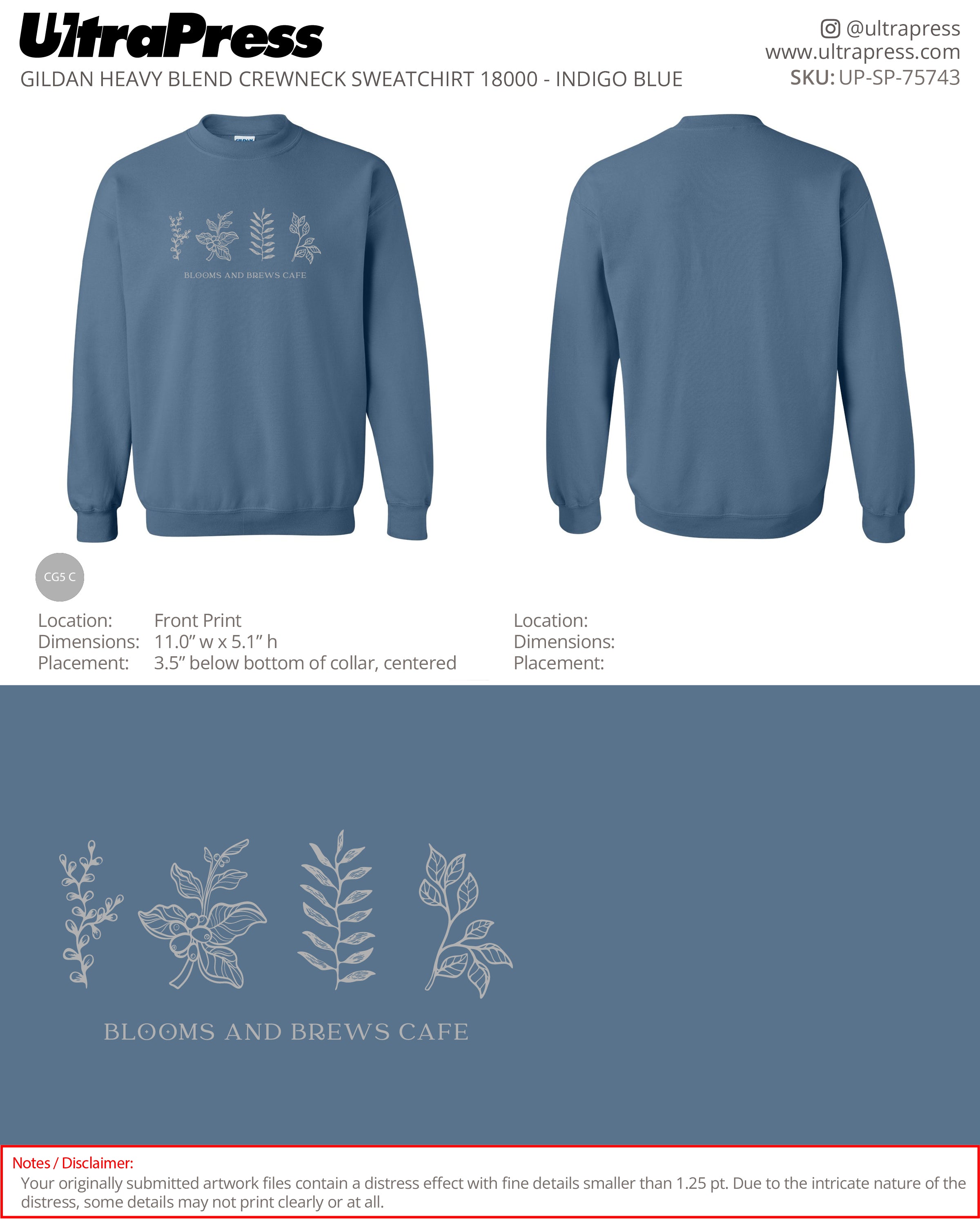UP-SP-75743 Blooms & Brews Crewneck Sweatshirts- Kayla Stankard 24 Min Qty (Bulk)
