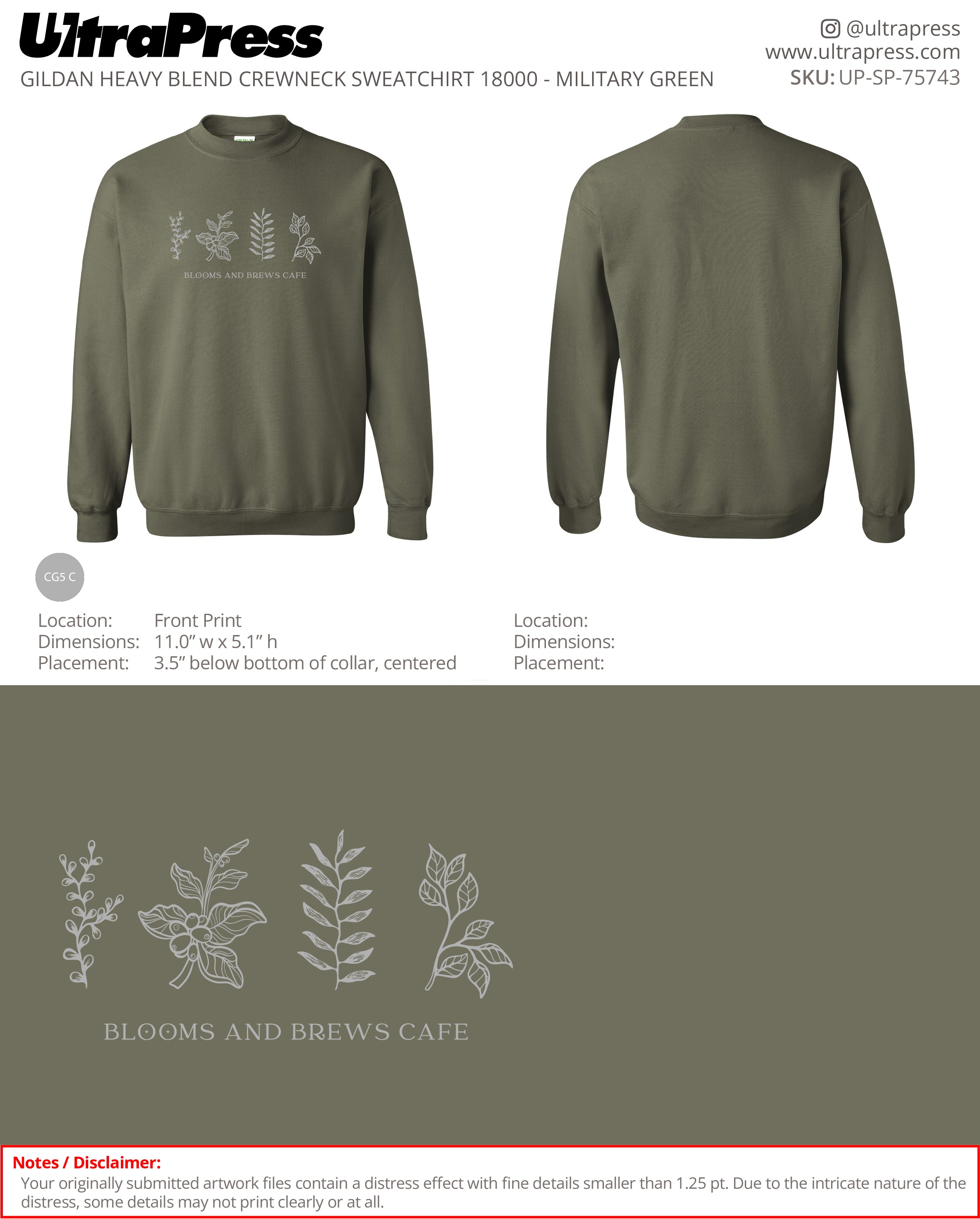 UP-SP-75743 Blooms & Brews Crewneck Sweatshirts- Kayla Stankard 24 Min Qty (Bulk)